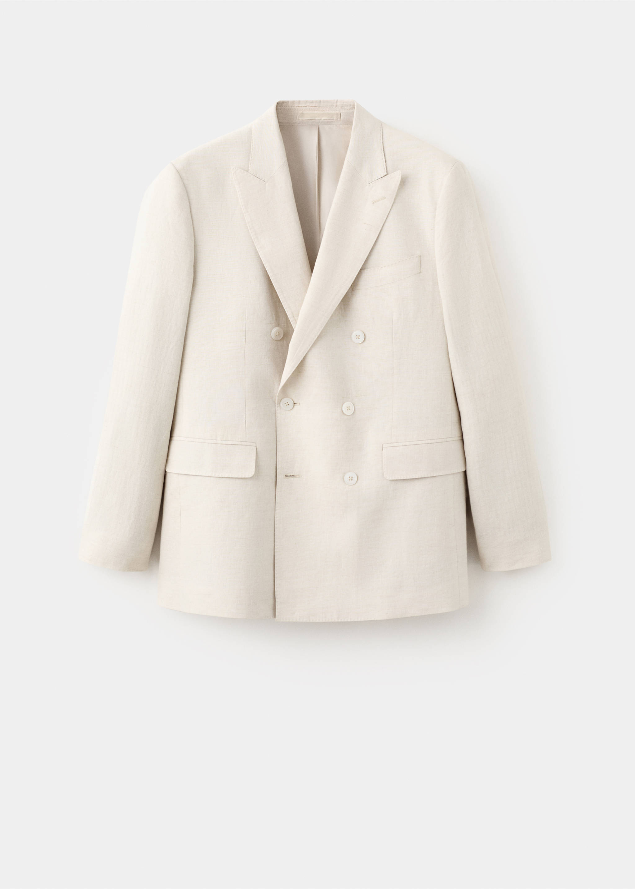 Amalfi 100% linen slim-fit double-breasted suit jacket - Article without model, Ecru. Ref: 27045931-00.