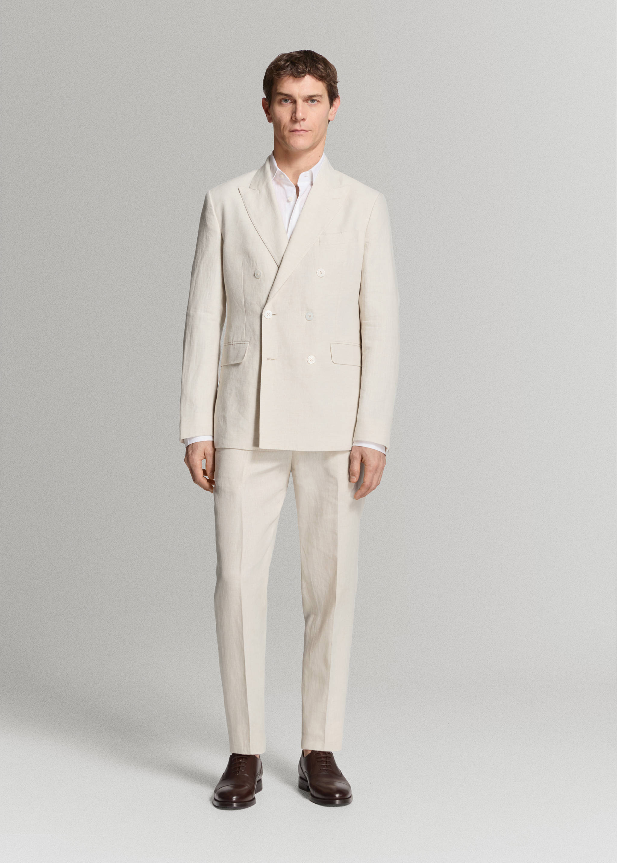 Zweireihiges Slim-Fit-Sakko aus 100 % Leinen Amalfi - Allgemeine Ansicht