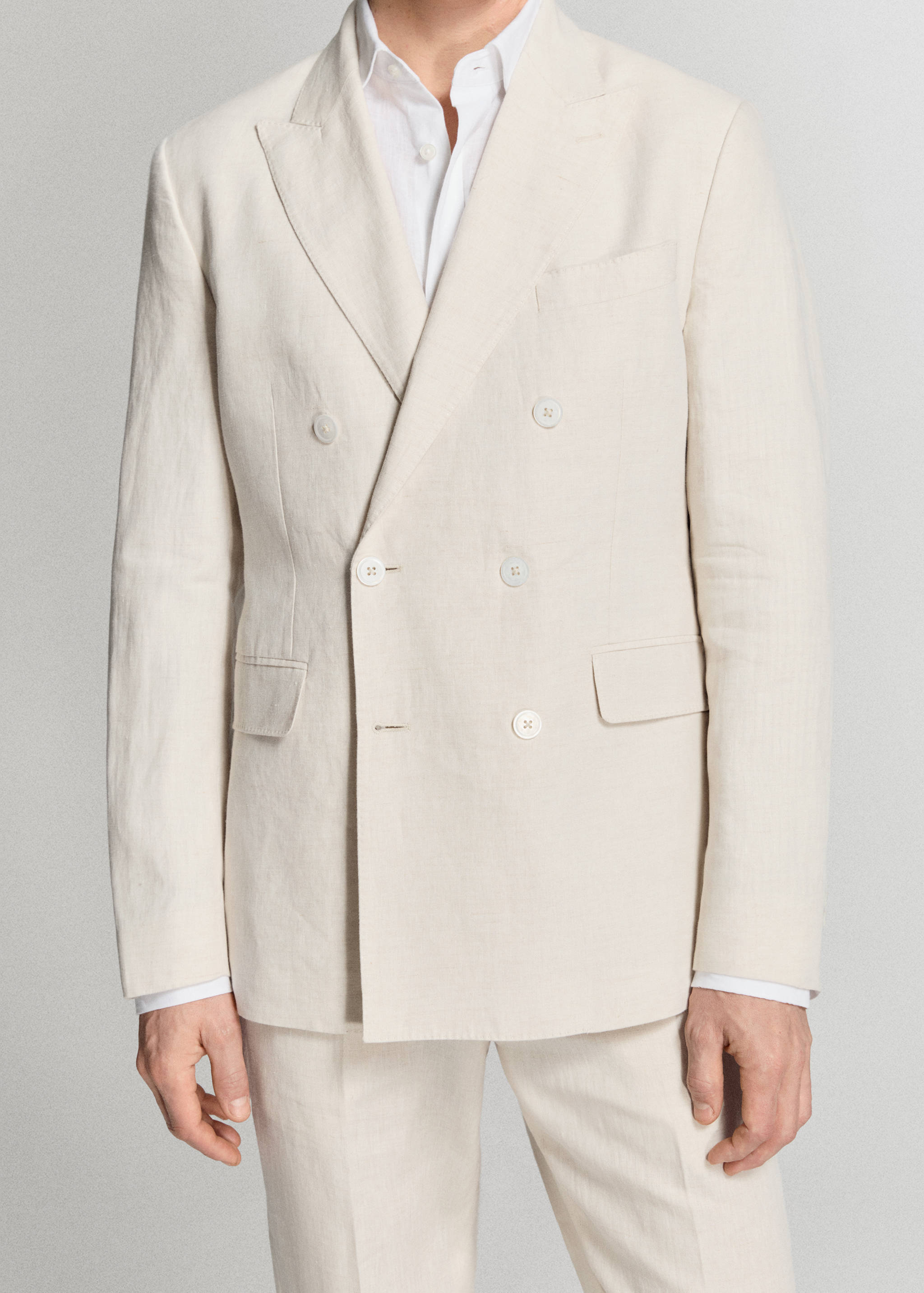 Zweireihiges Slim-Fit-Sakko aus 100 % Leinen Amalfi - Detail des Artikels 3