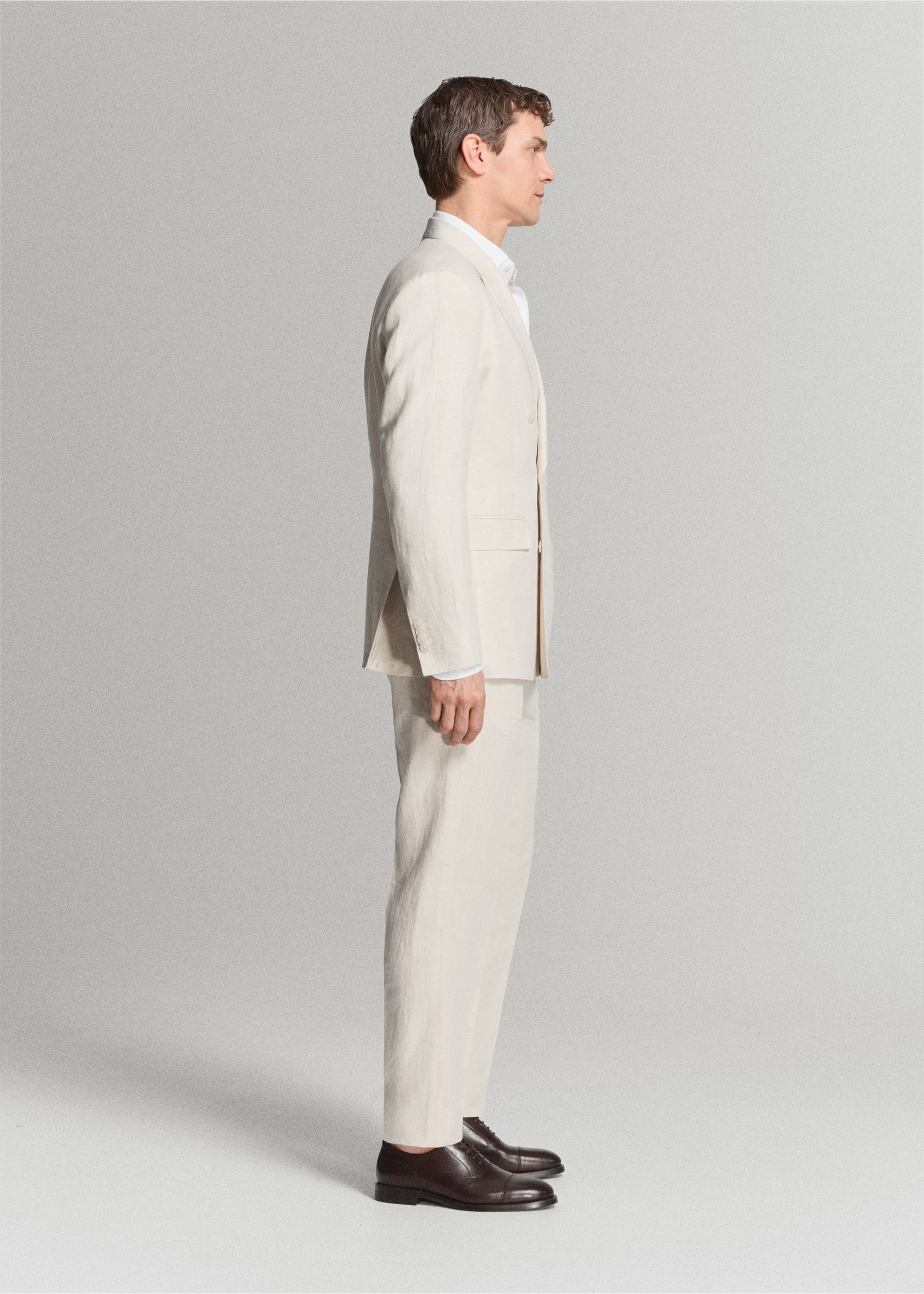 Americana traje Amalfi cruzada 100% lino slim fit - Detalle del artículo 2, Crudo. Ref: 27045931-01.