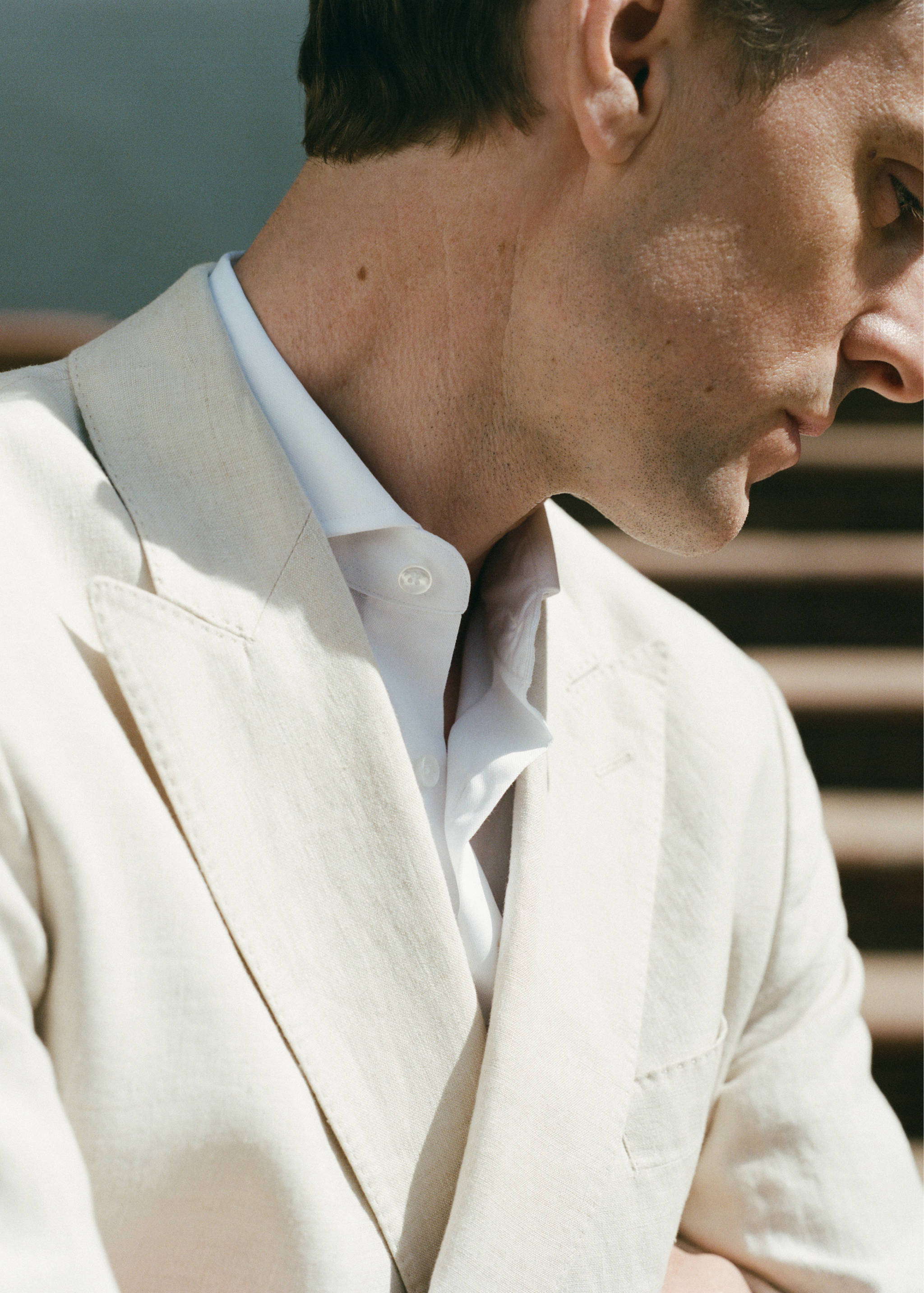 Zweireihiges Slim-Fit-Sakko aus 100 % Leinen Amalfi - Detail des Artikels 8