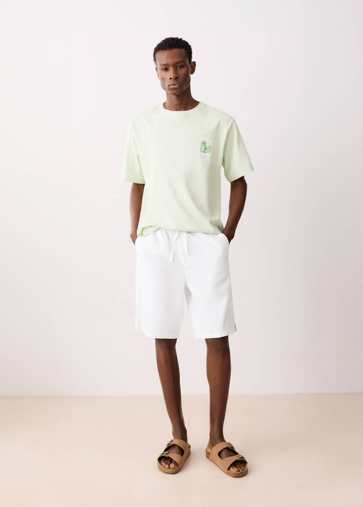 Linen cotton bermuda shorts — Off White