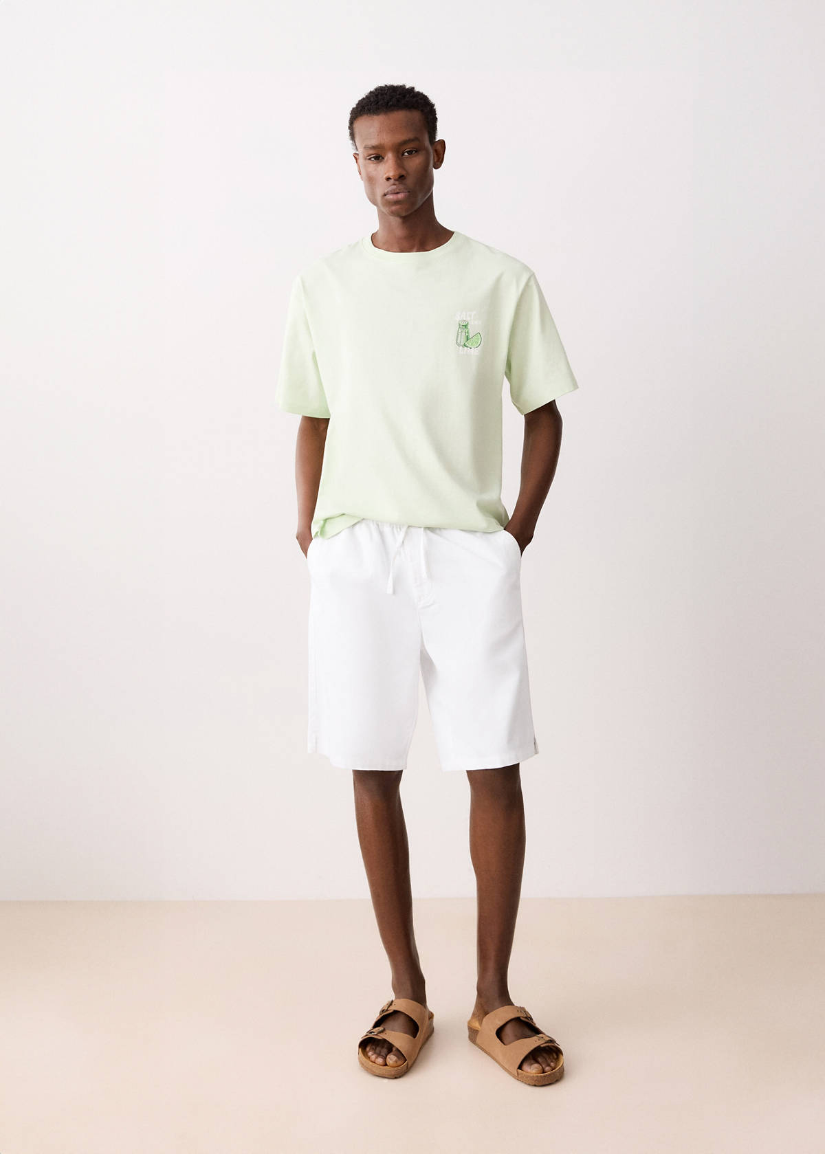 Linen cotton bermuda shorts — Off White
