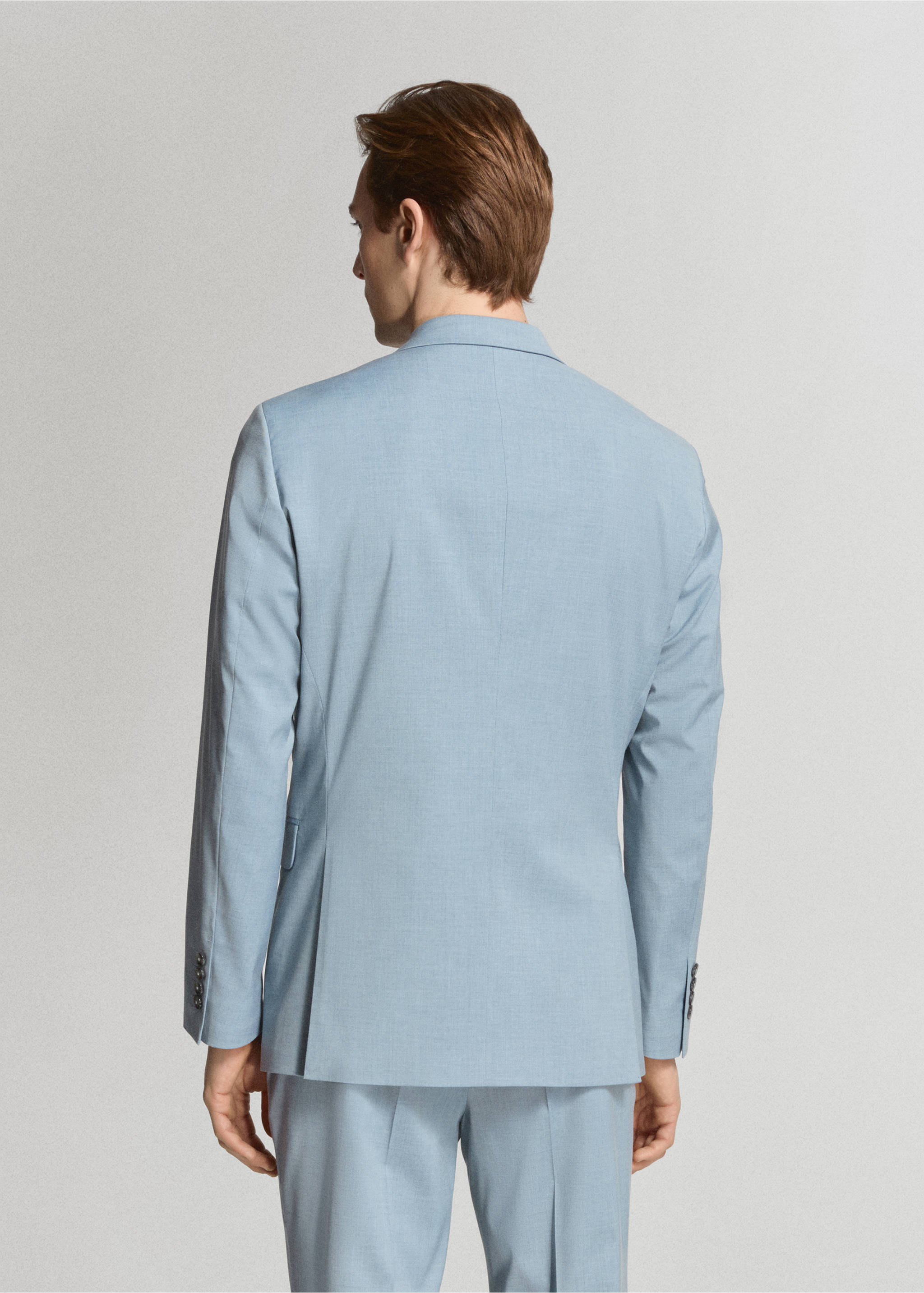 Oblekové sako super slim fit ze strečové látky - Zadní strana zboží, Modrá obloha. Ref: 27045933-00.