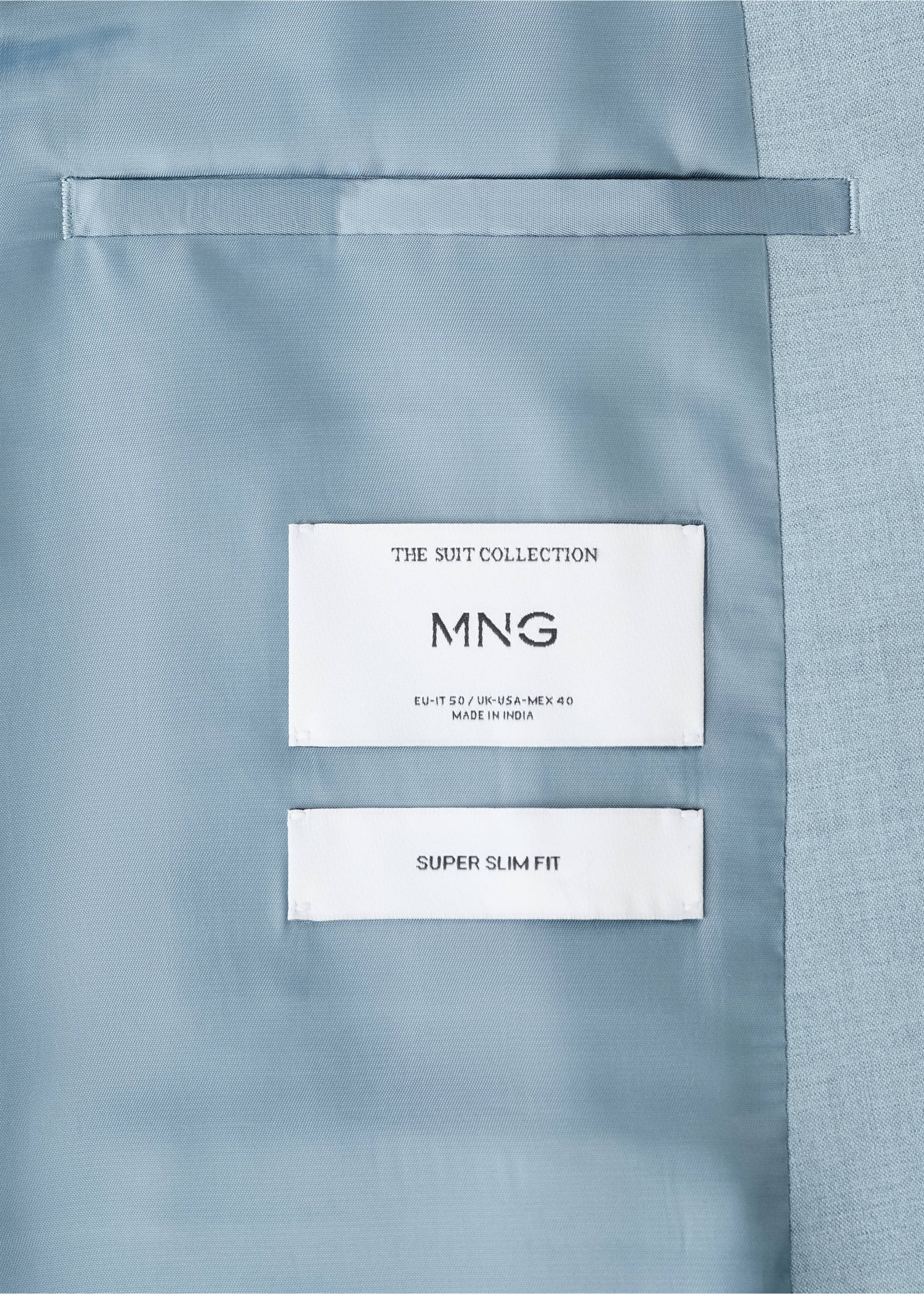 Oblekové sako super slim fit ze strečové látky - Detail zboží 0, Modrá obloha. Ref: 27045933-00.