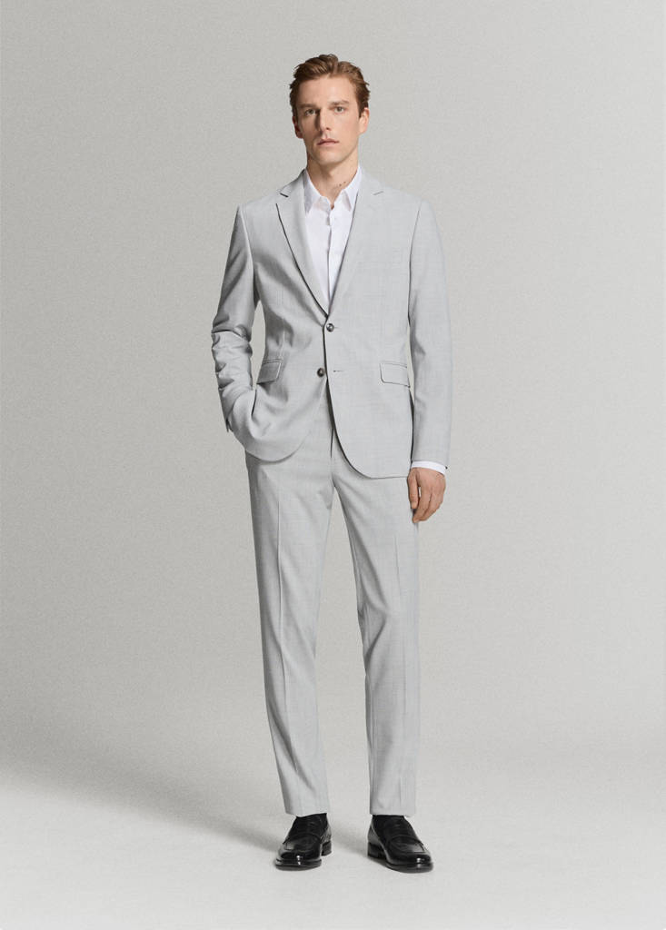 Super slim-fit suit jacket in stretch fabric — Light Heather Grey