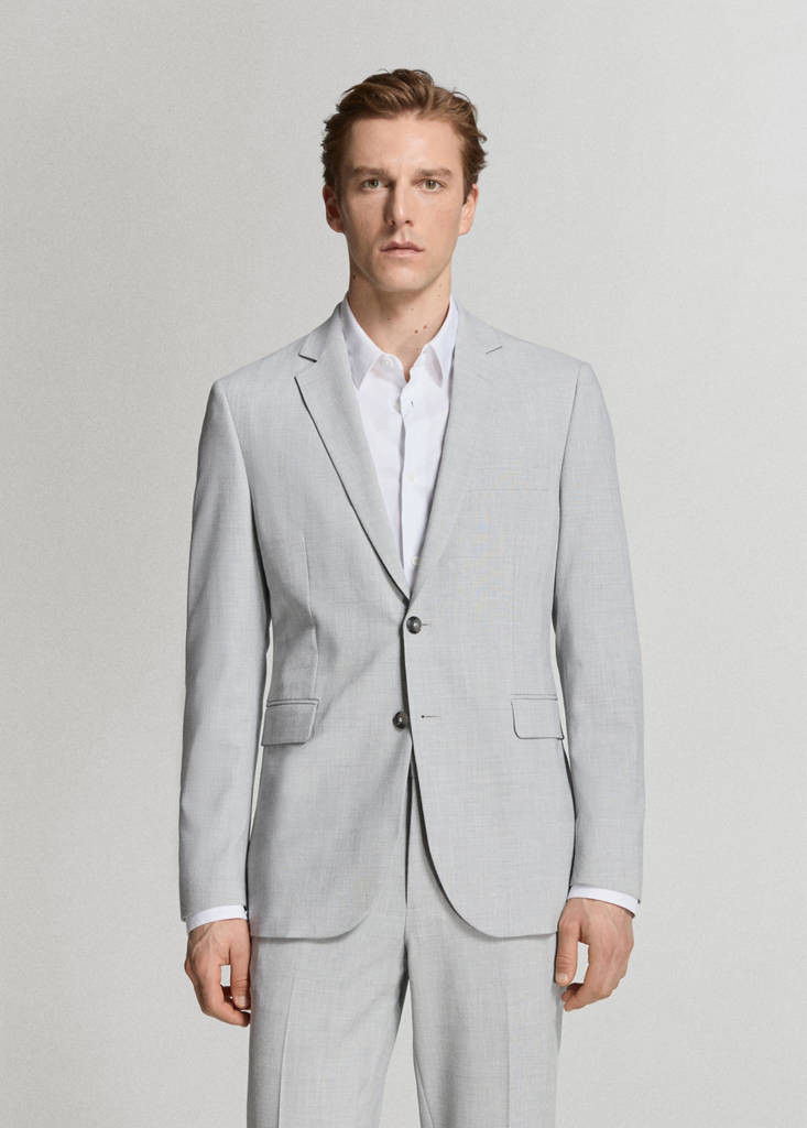 Super slim-fit suit jacket in stretch fabric — Light Heather Grey