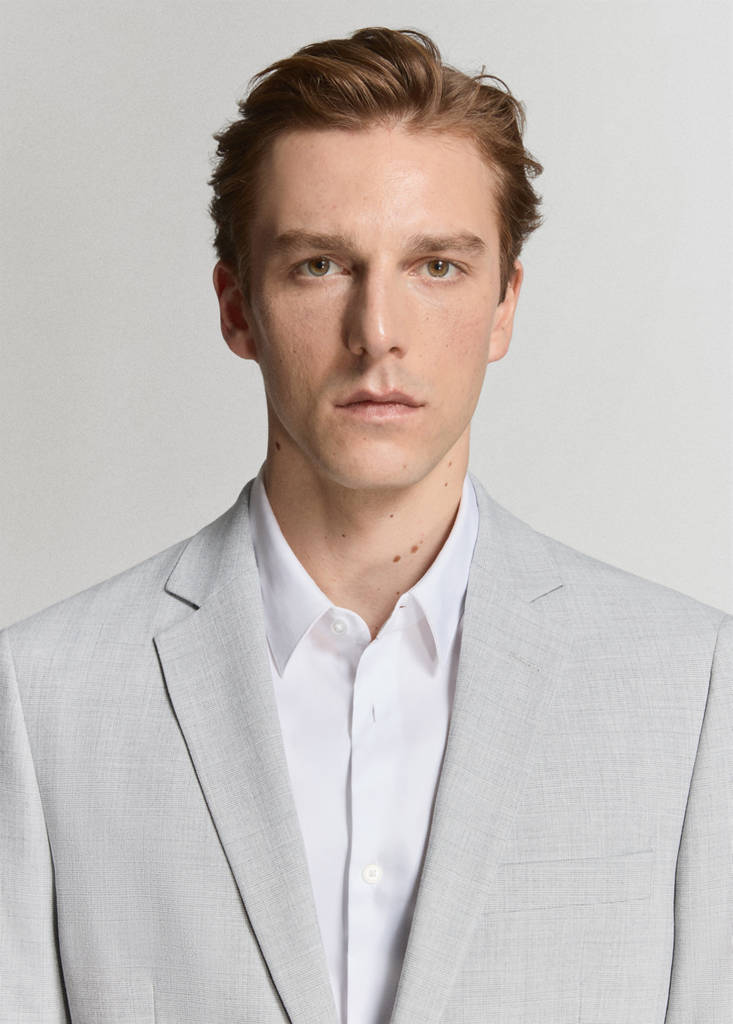 Super slim-fit suit jacket in stretch fabric — Light Heather Grey
