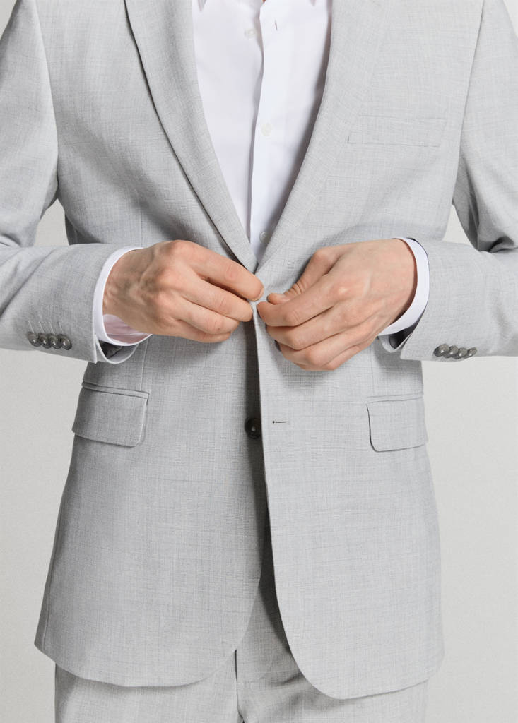 Super slim-fit suit jacket in stretch fabric — Light Heather Grey