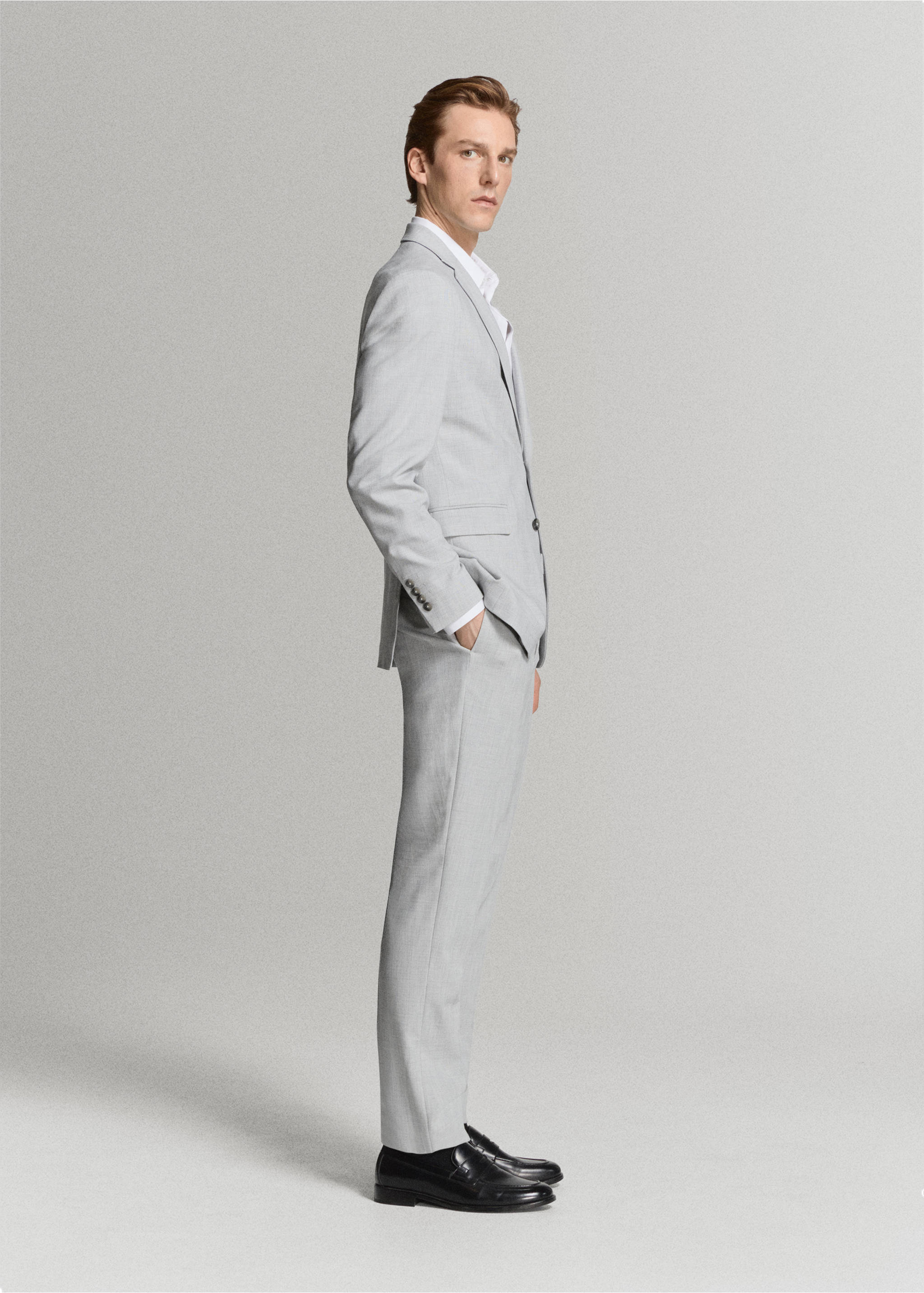 Veste costume París super slim-fit - Détail de l'article 2, Gris chiné clair. Ref: 27045934-00.