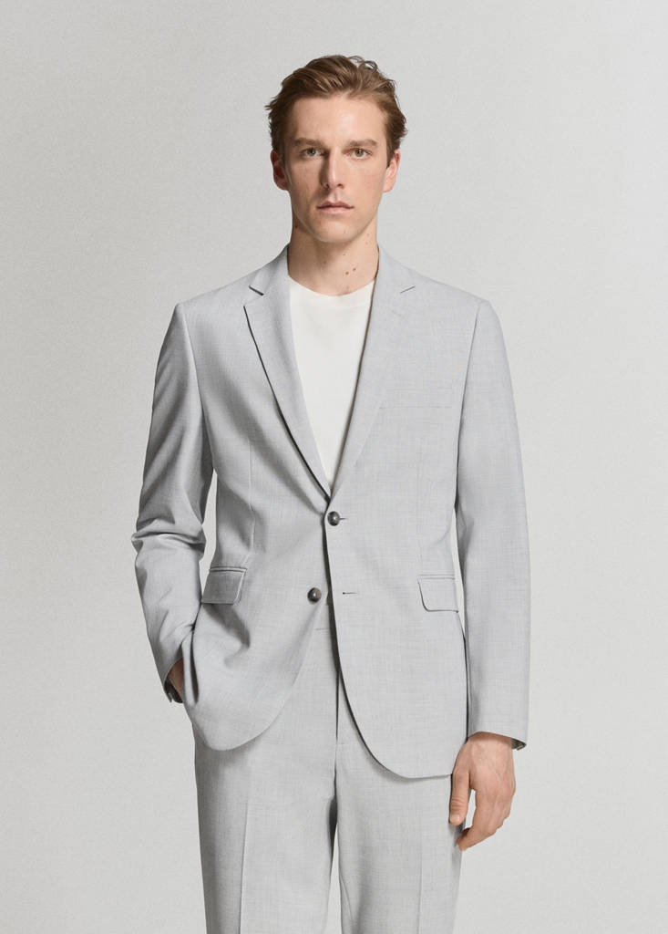Super slim-fit suit jacket in stretch fabric — Light Heather Grey
