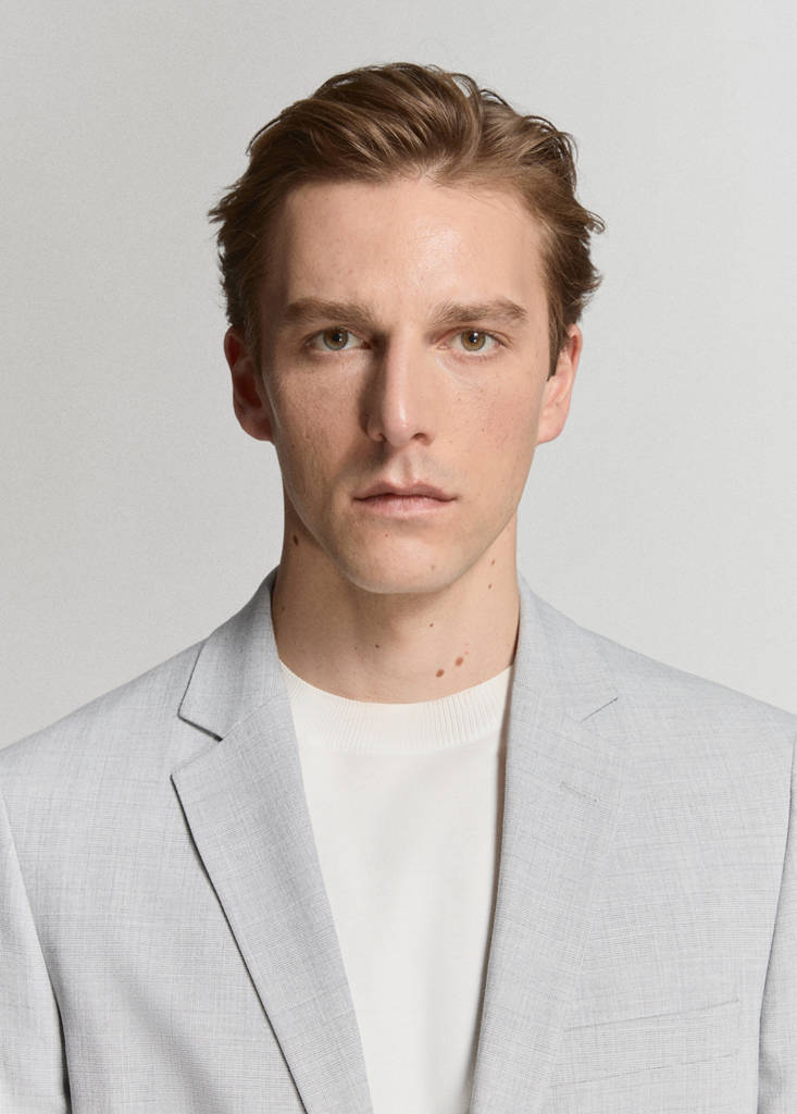 Super slim-fit suit jacket in stretch fabric — Light Heather Grey