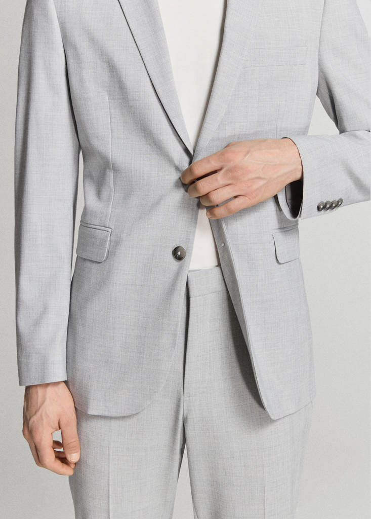 Super slim-fit suit jacket in stretch fabric — Light Heather Grey