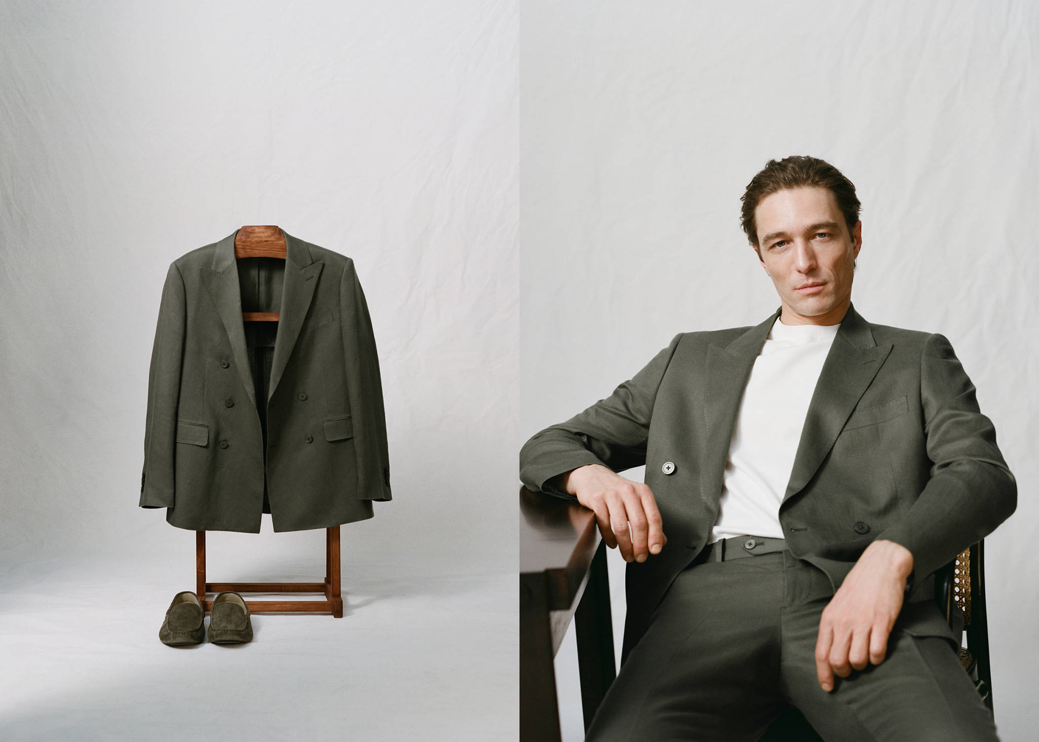 Amalfi slim fit double-breasted blazer - Panoramische tekening