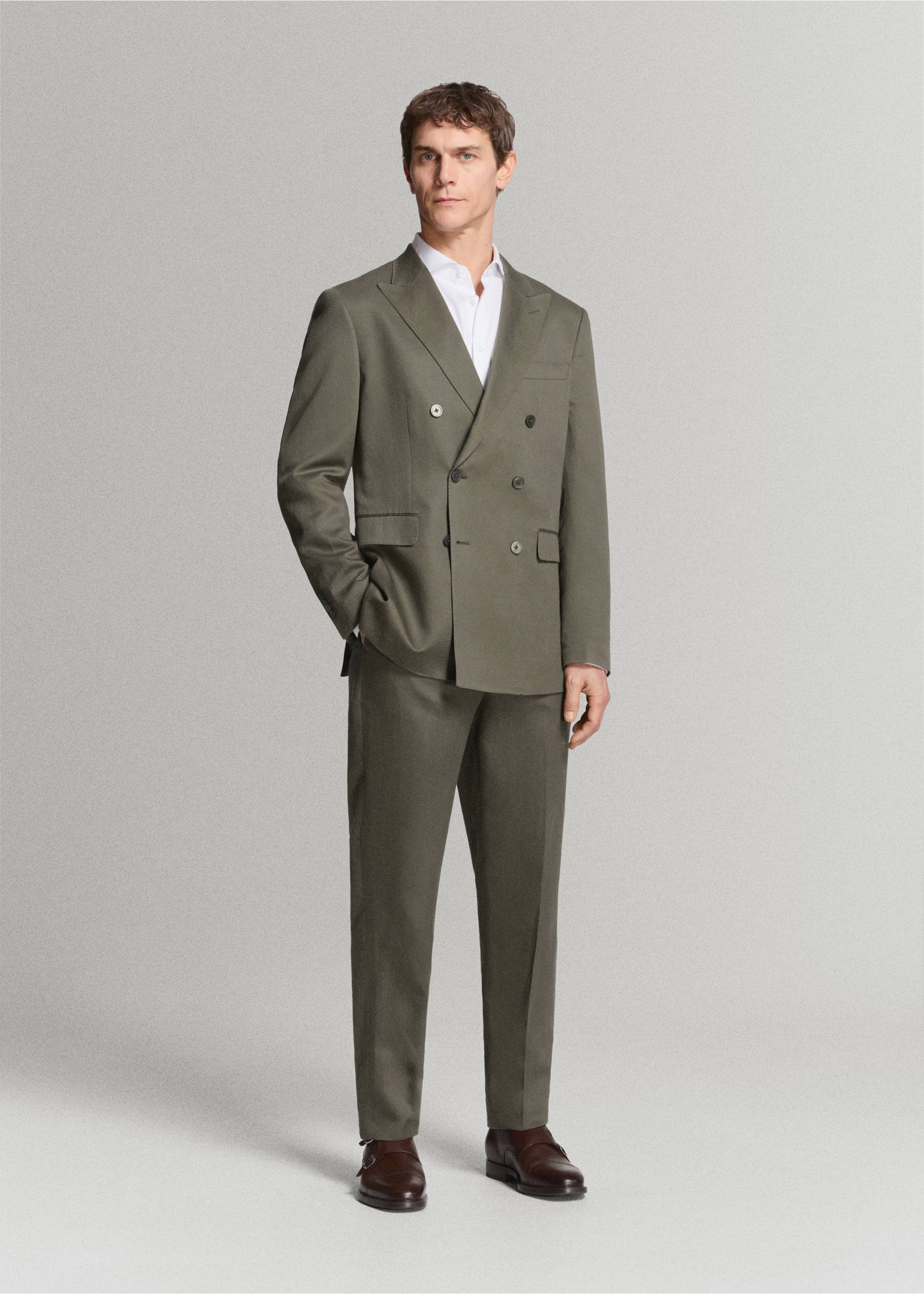 Amalfi slim fit double-breasted blazer - General plane, Khaki. Ref: 27045935-02.