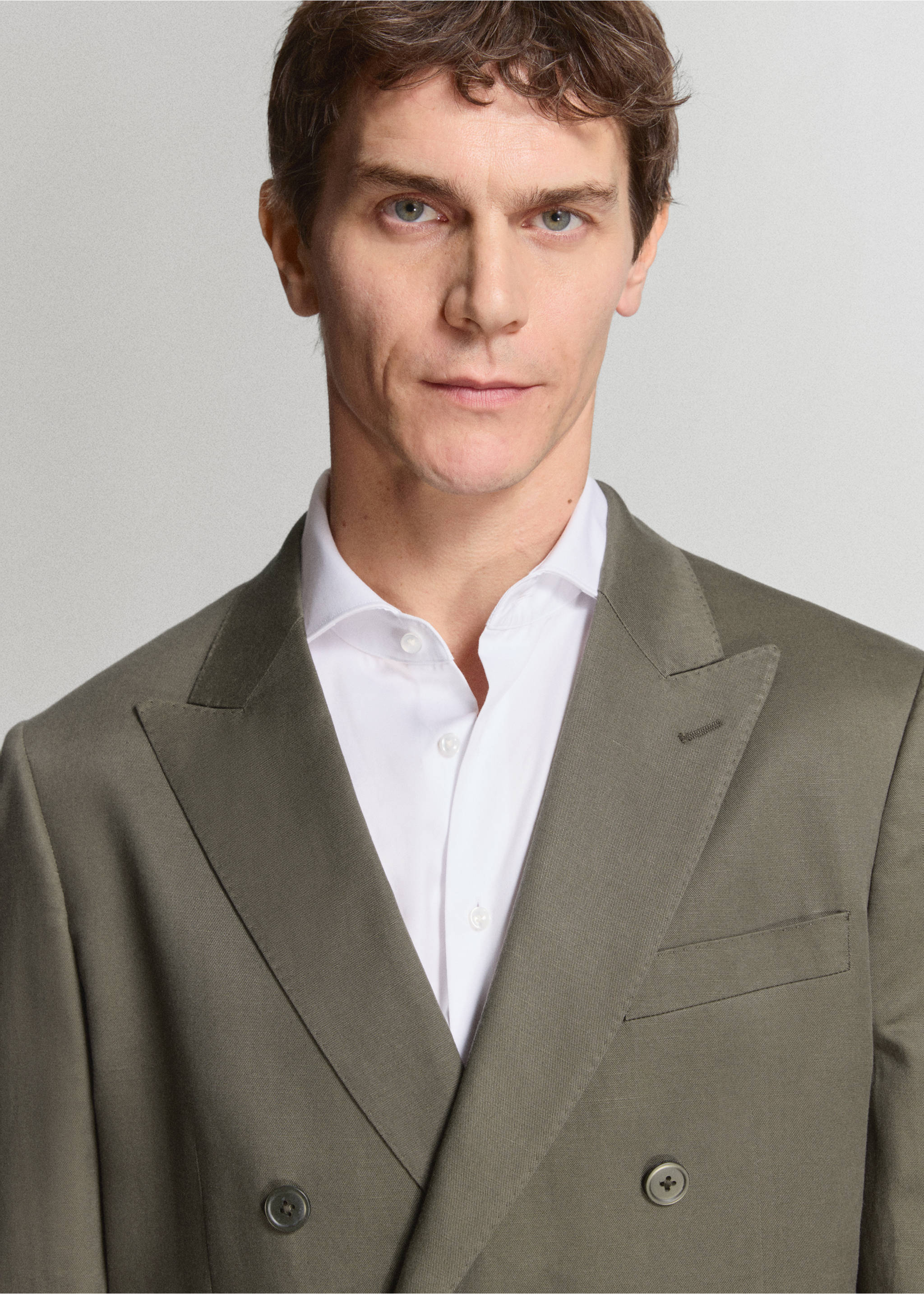 Amalfi slim fit double-breasted blazer - Details of the article 1, Khaki. Ref: 27045935-02.
