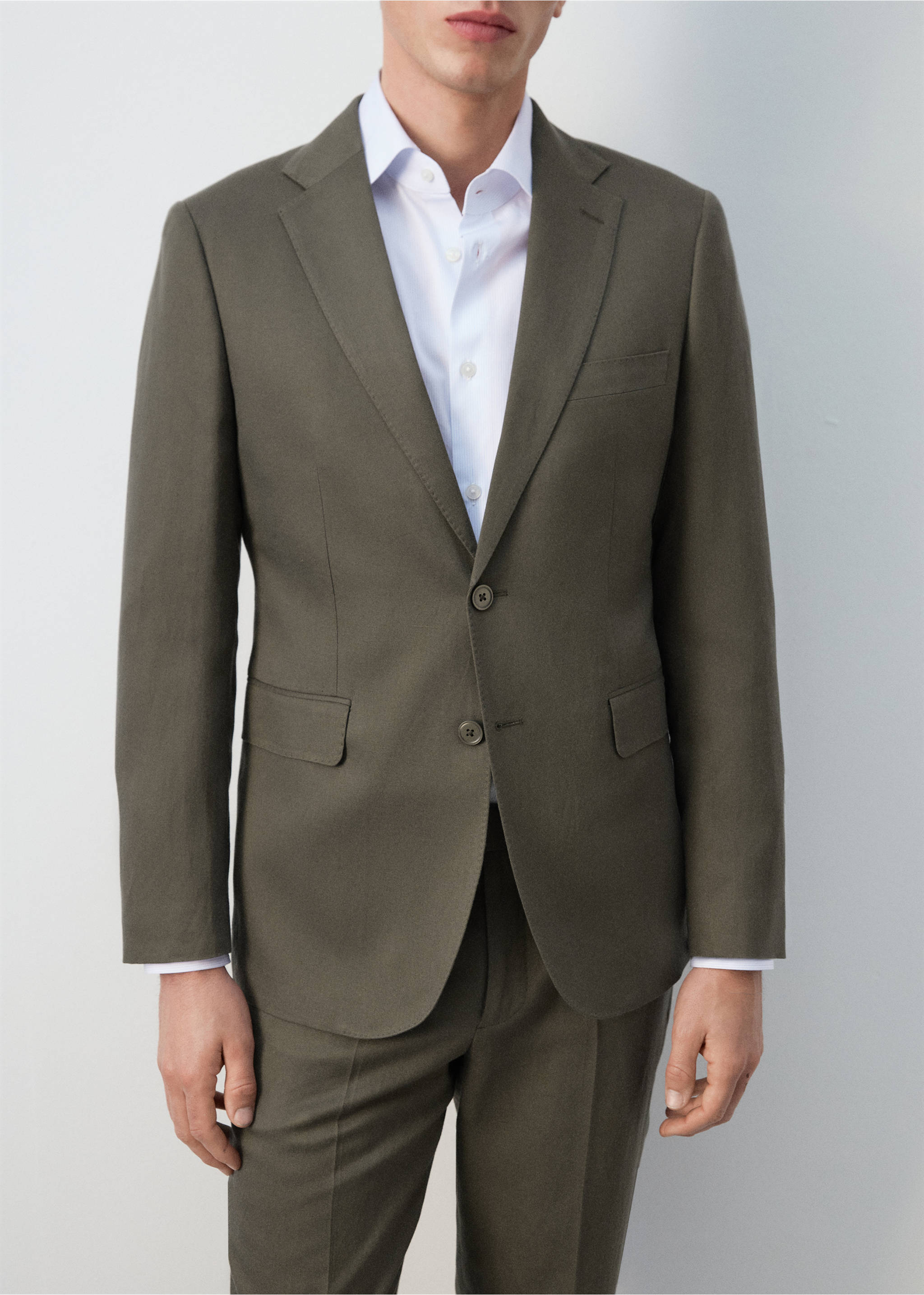 Amalfi slim fit suit jacket - Details of the article 6, Khaki. Ref: 27045936-00.