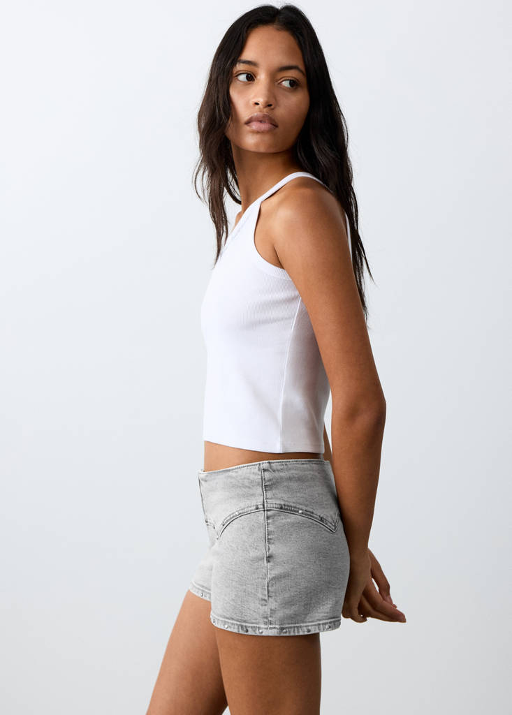 Studded mini shorts — Denim Grey