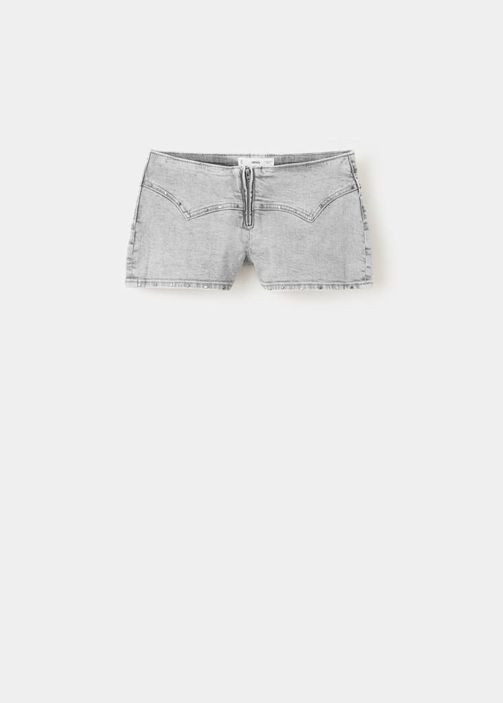 Studded mini shorts — Denim Grey