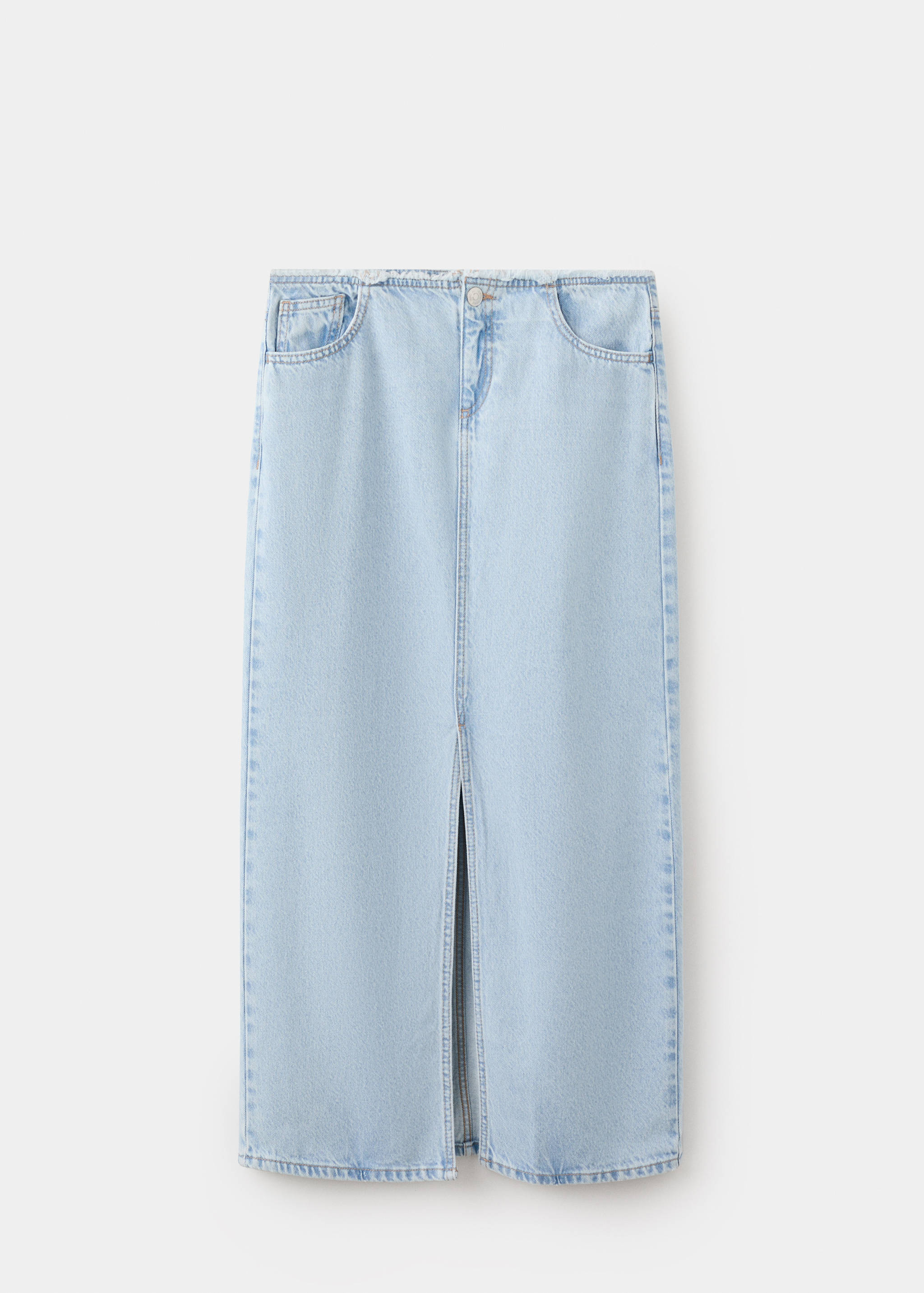 Джинсовая миди-юбка с необработанным краем - Изделие без модели