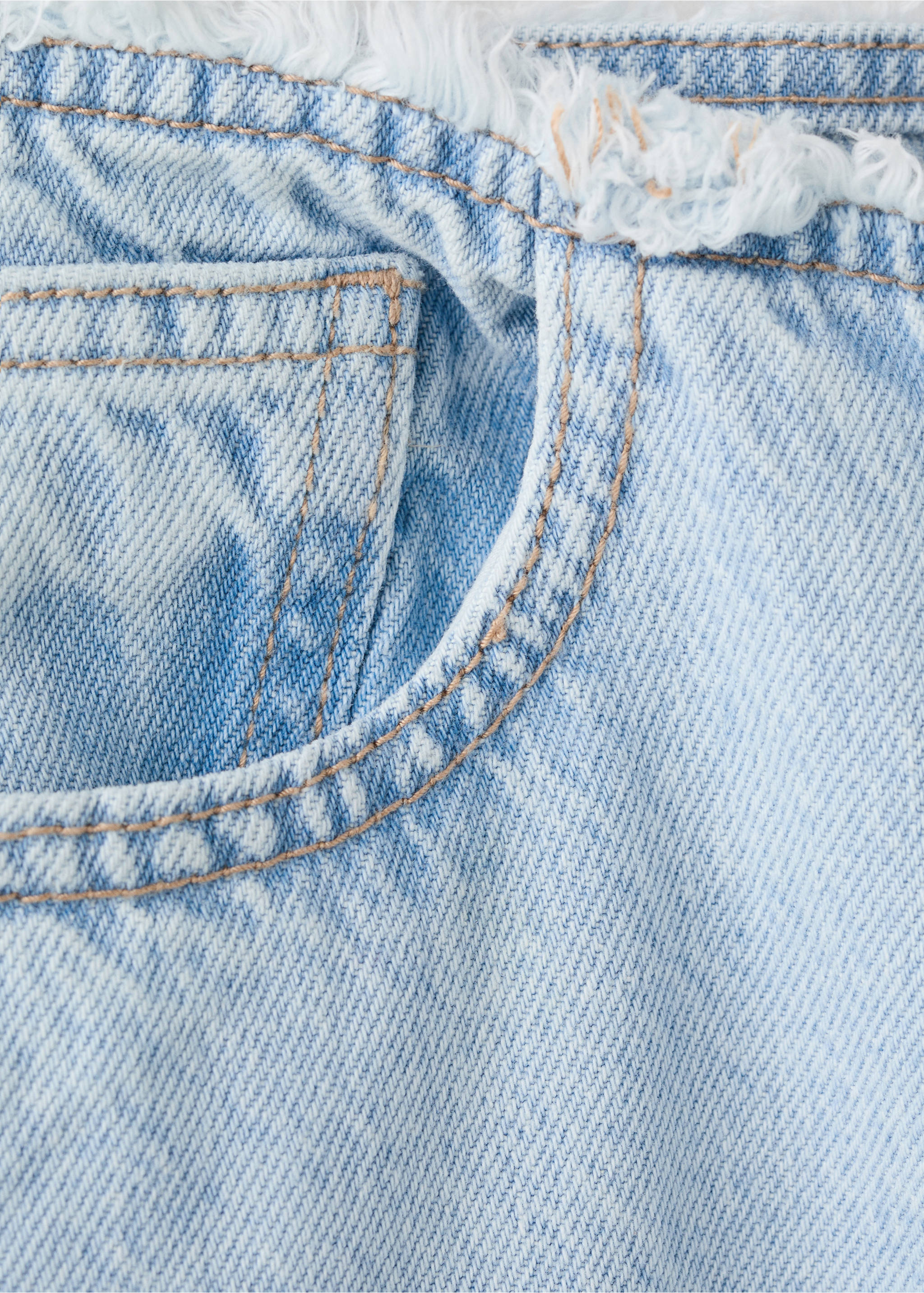 Джинсовая миди-юбка с необработанным краем - Деталь изделия 0, Выбеленный синий. Ref: 27045940-00.