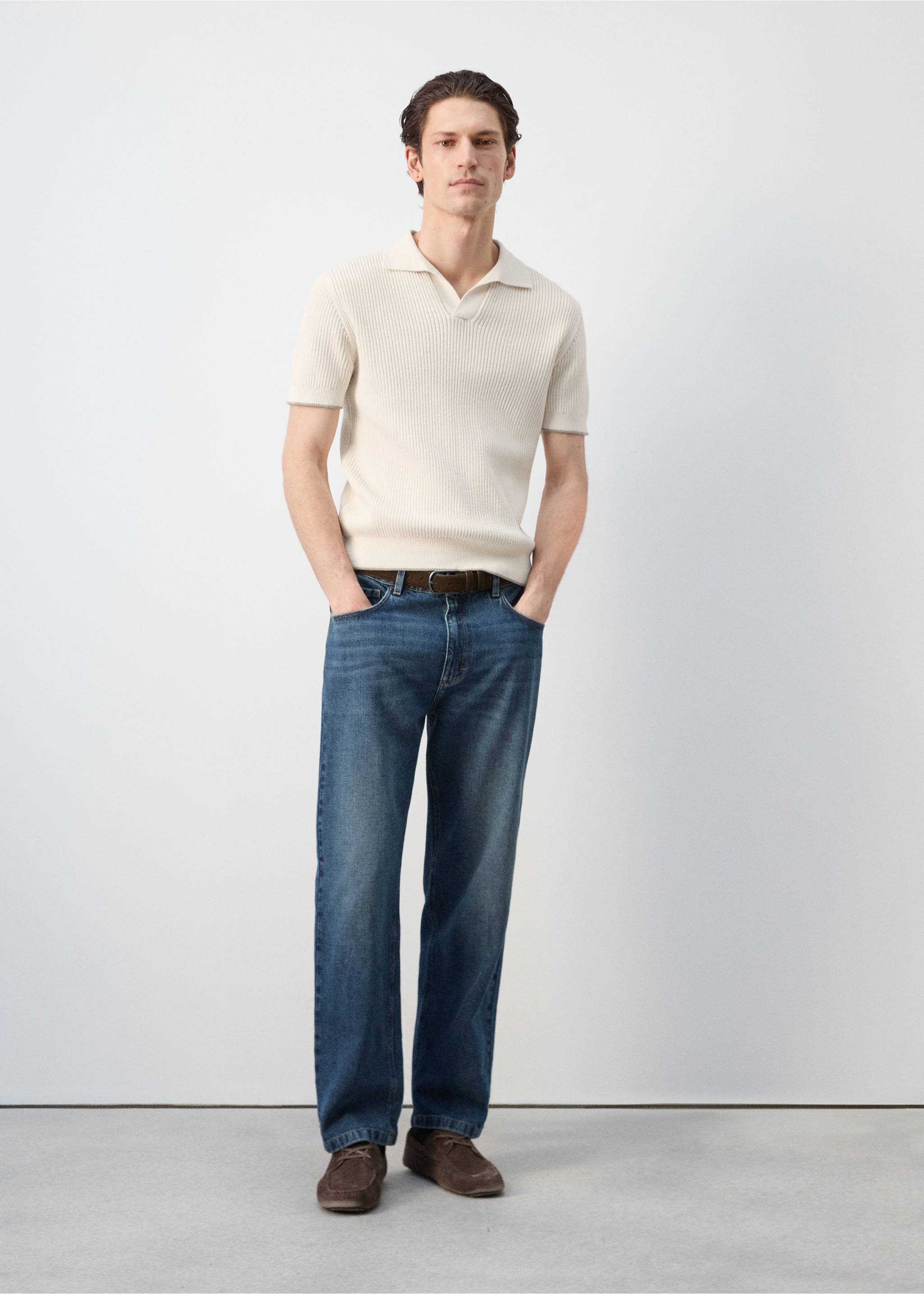 Contrast trim cotton polo shirt - General plane, Sand. Ref: 27045941-01.