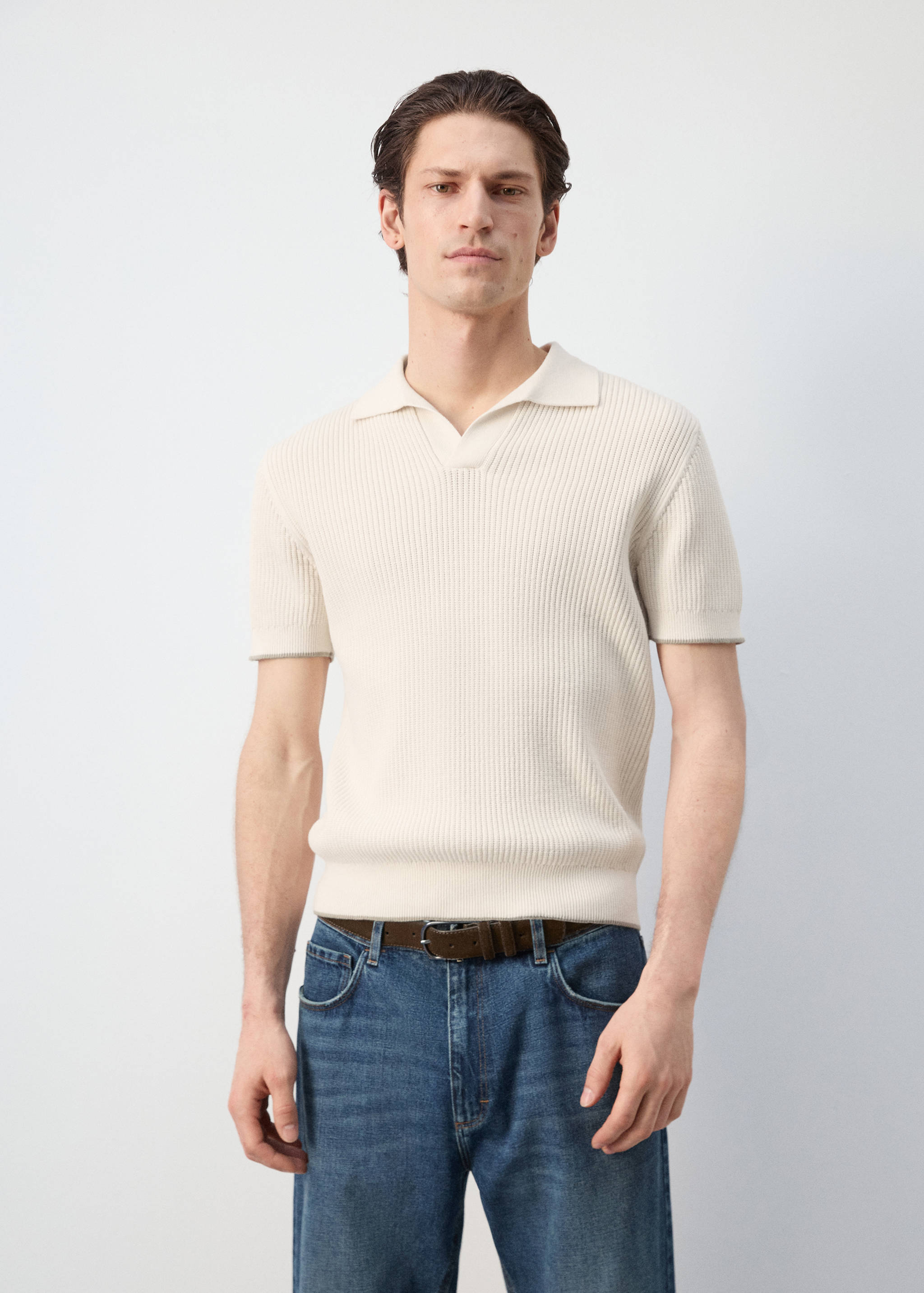 Contrast trim cotton polo shirt - Medium plane