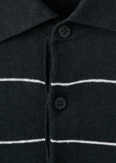 Linen blend striped polo shirt — Navy 8