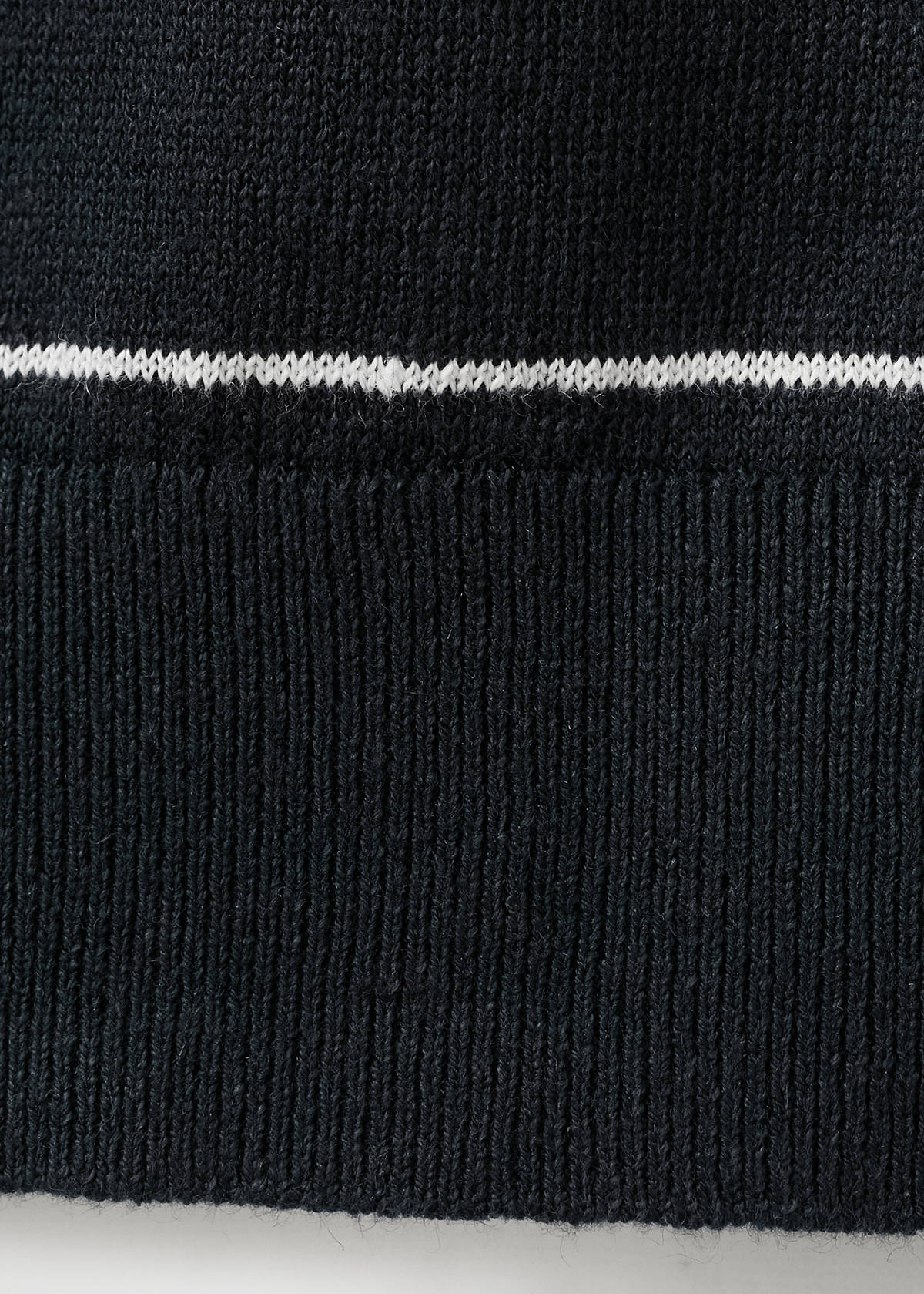 Linen blend striped polo shirt — Navy