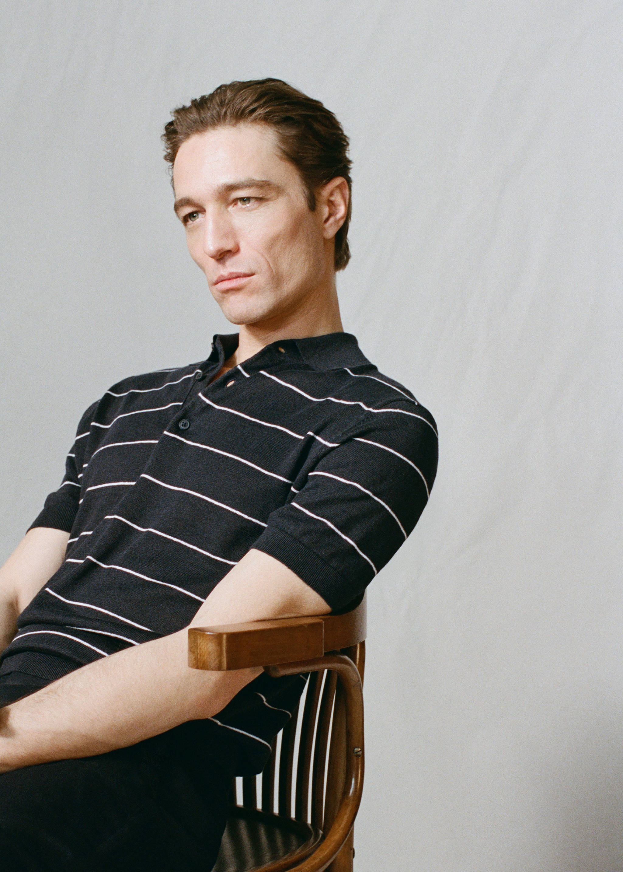 Linen blend striped polo shirt - Details of the article 5