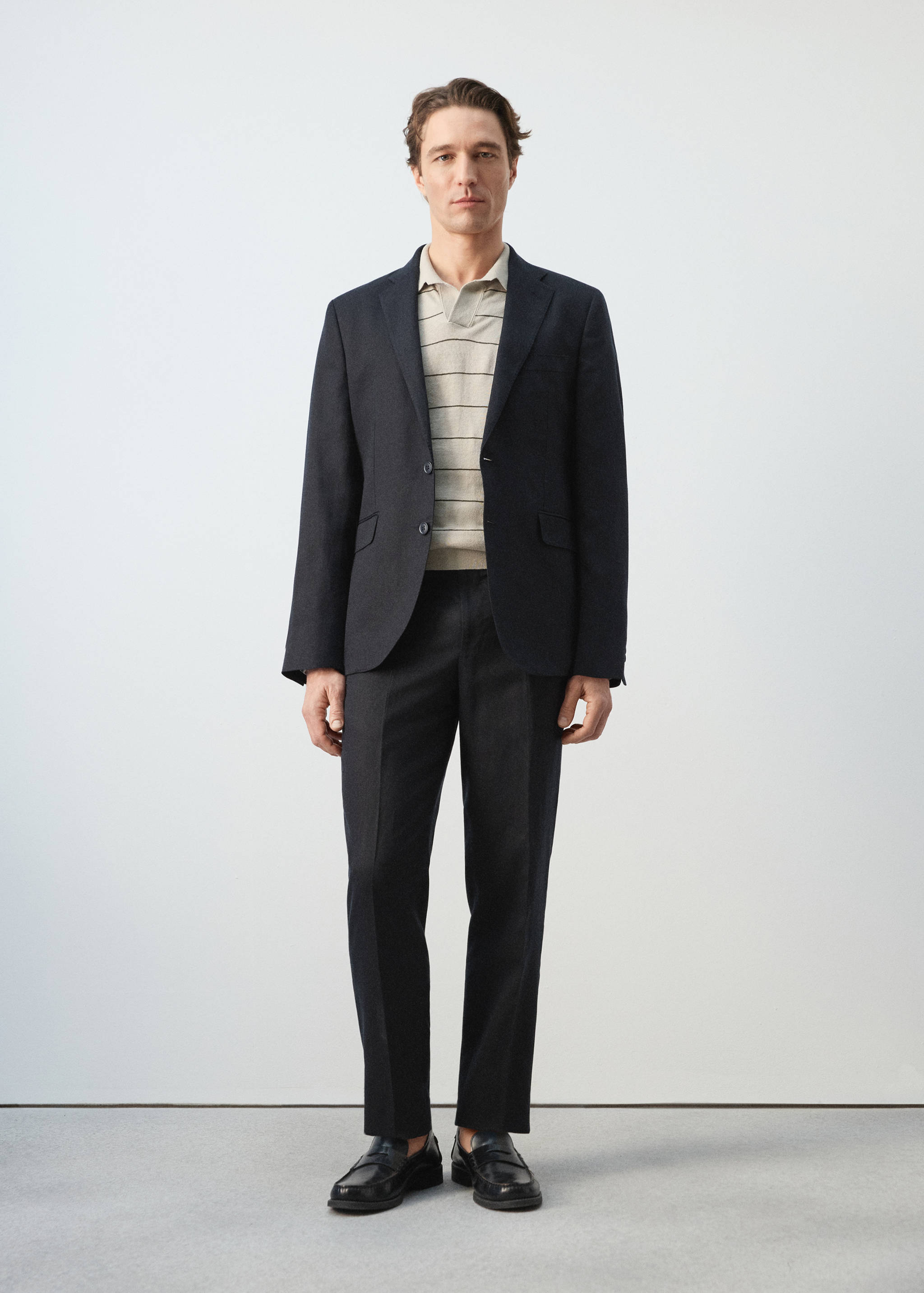 Jersey polo mezcla lino rayas - Plano general