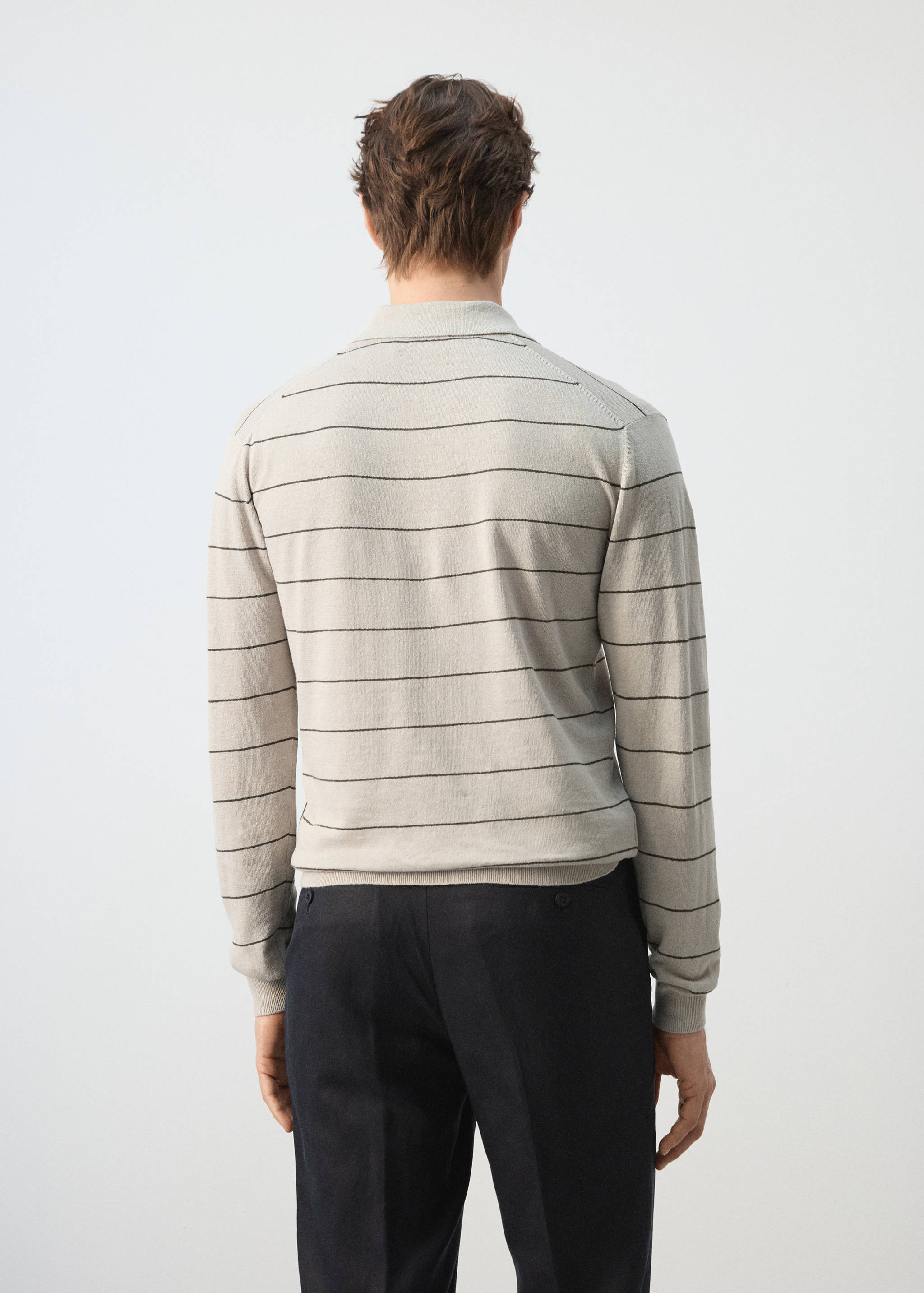 Jersey polo mezcla lino rayas - Reverso del artículo