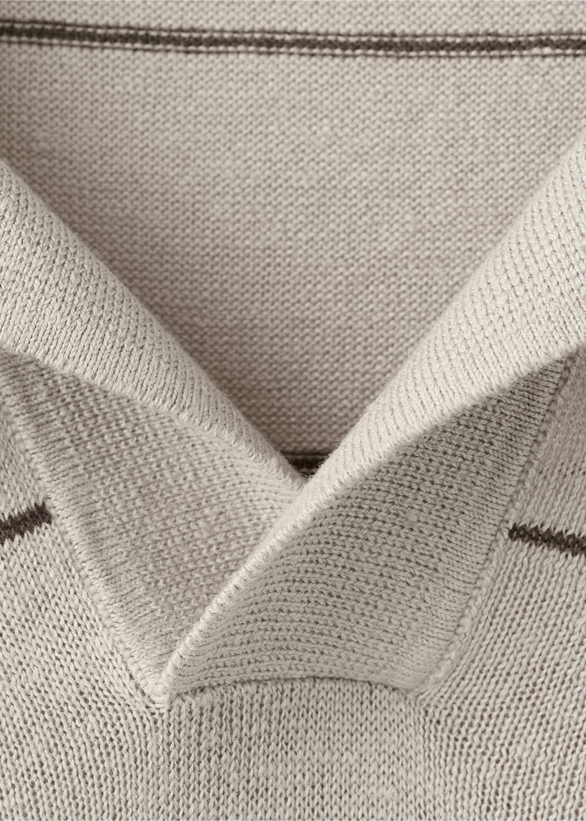 Linen blend striped polo sweater - Details of the article 8, Beige. Ref: 27045943-00.