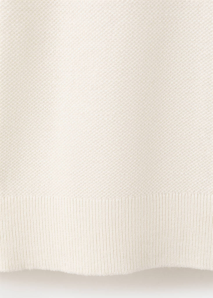 Fine knit polo shirt with microstructure — Ivory White