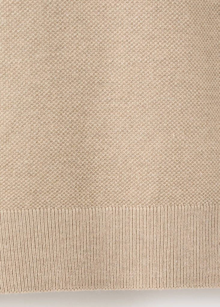 Fine knit polo shirt with microstructure — Beige