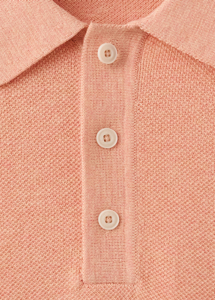 Fine knit polo shirt with microstructure — Dark Orange