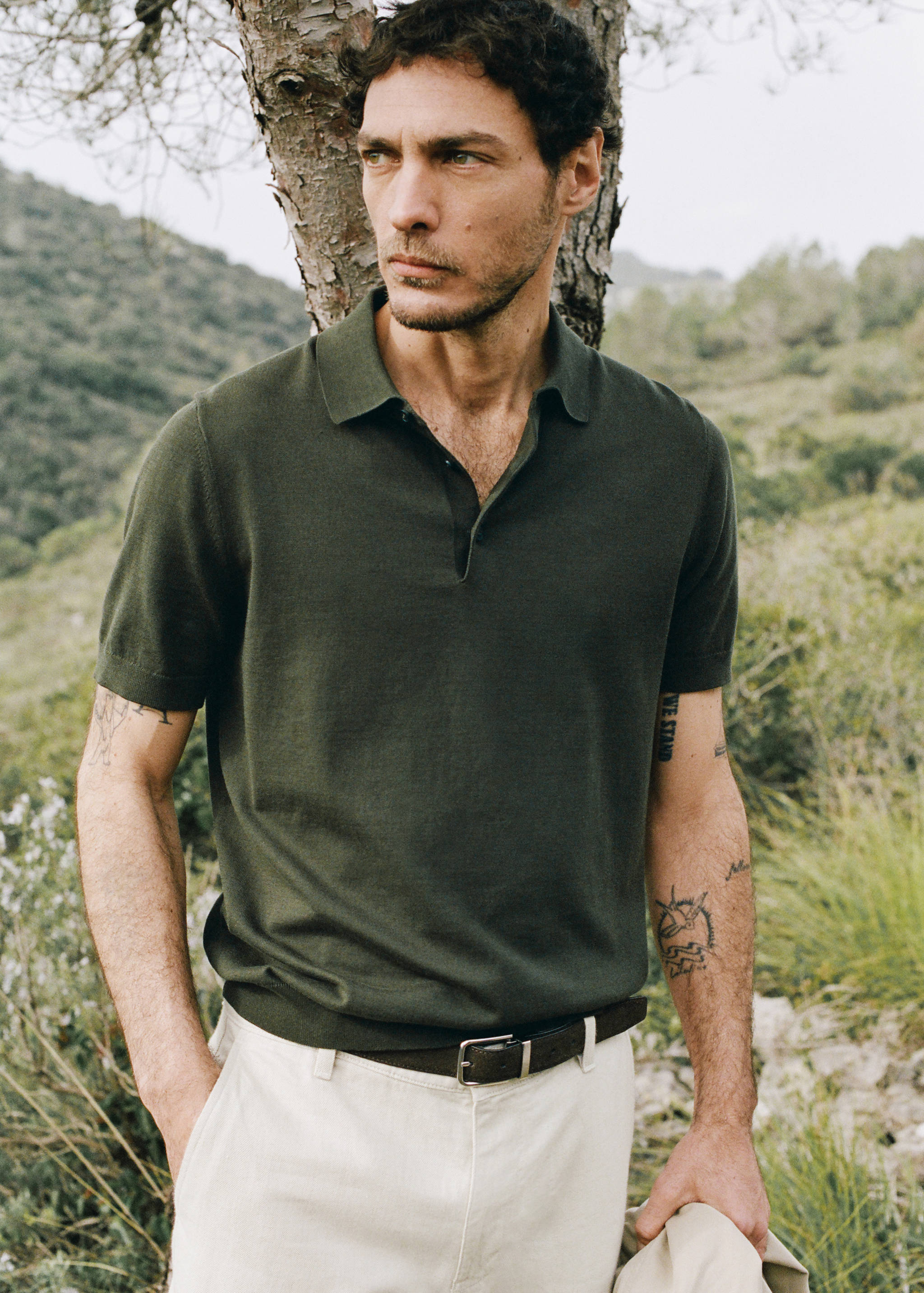 Fine knit polo shirt with microstructure - Details of the article 5