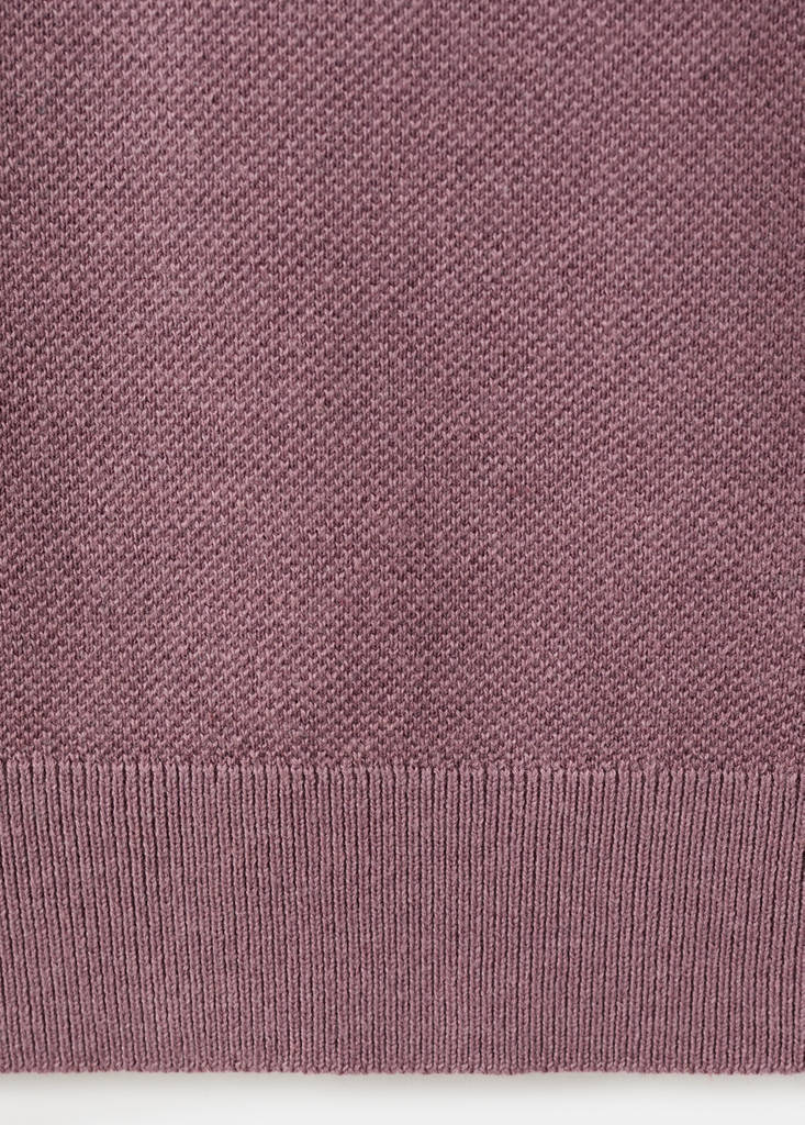 Fine knit polo shirt with microstructure — Plum