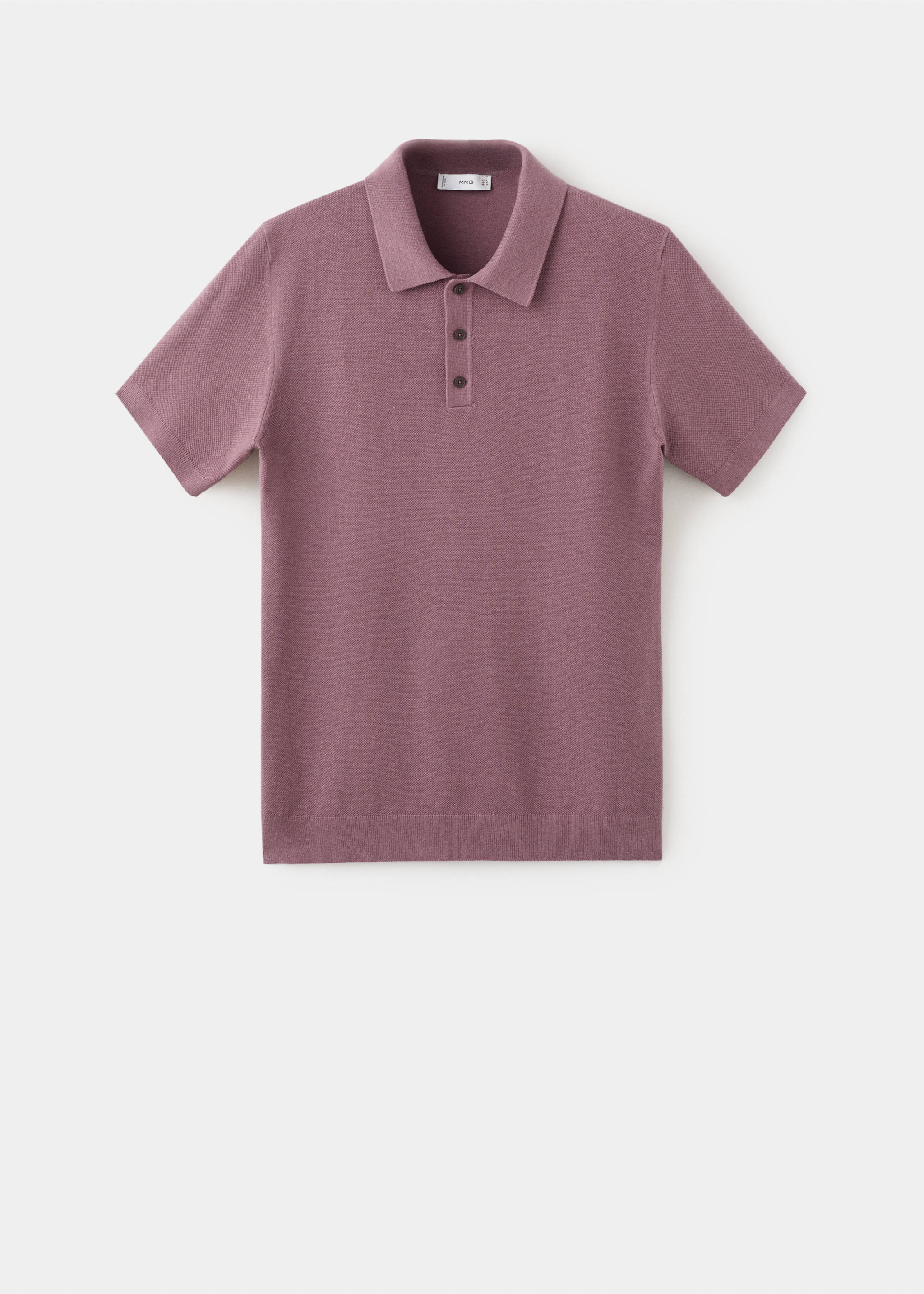 Fine knit polo shirt with microstructure - Article without model, Plum. Ref: 27045944-00.