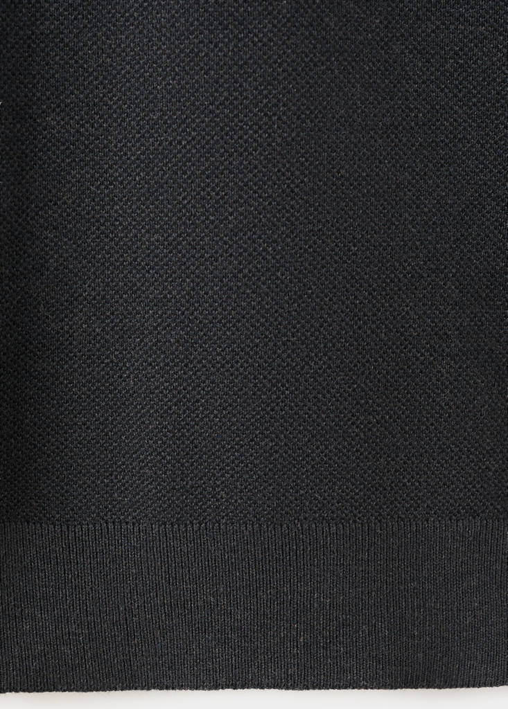 Fine knit polo shirt with microstructure — Black