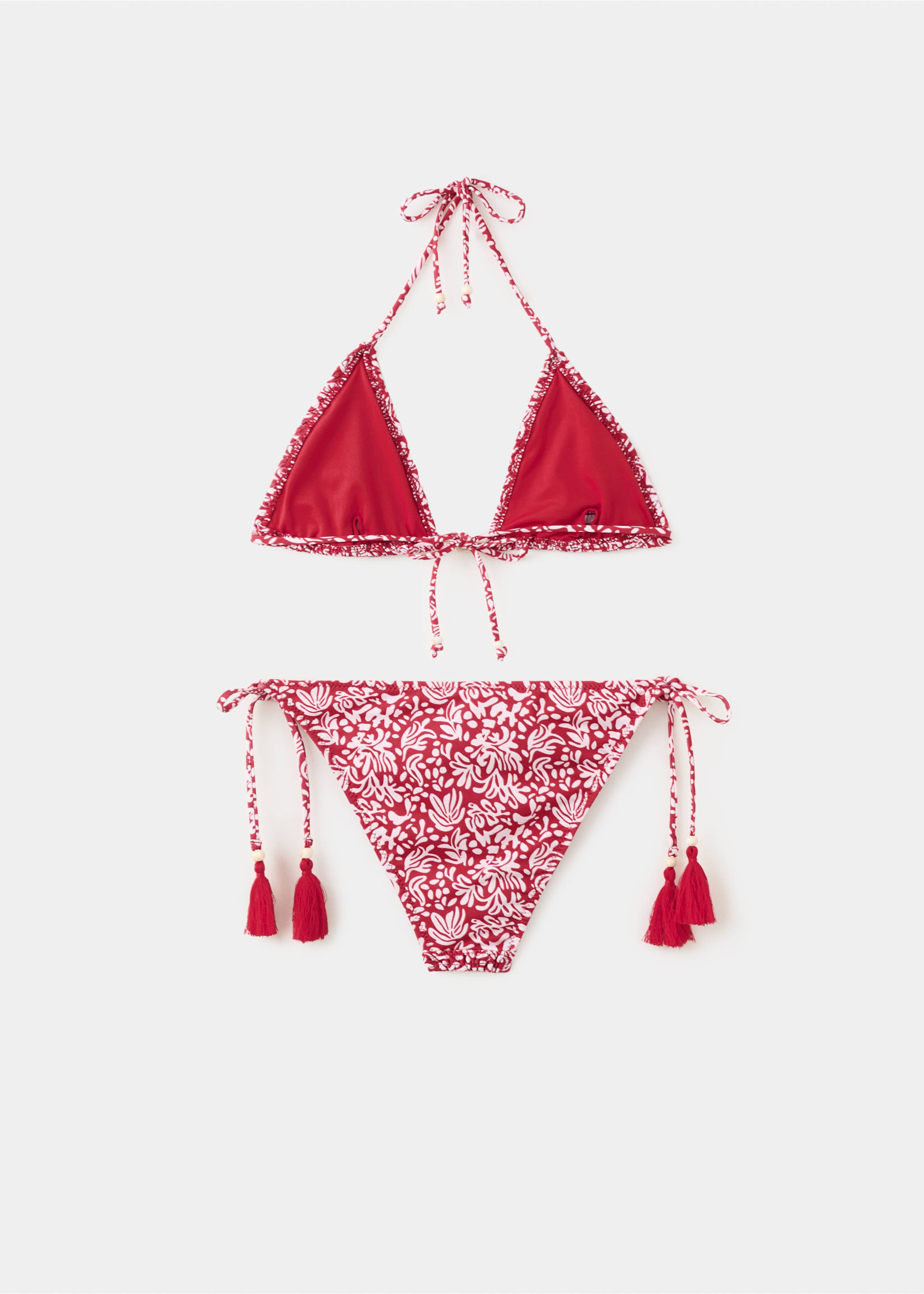 Bedruckter Bikini mit mittelhohem Slip - Rückseite des Artikels, Kirschrot. Ref: 27045946-00.