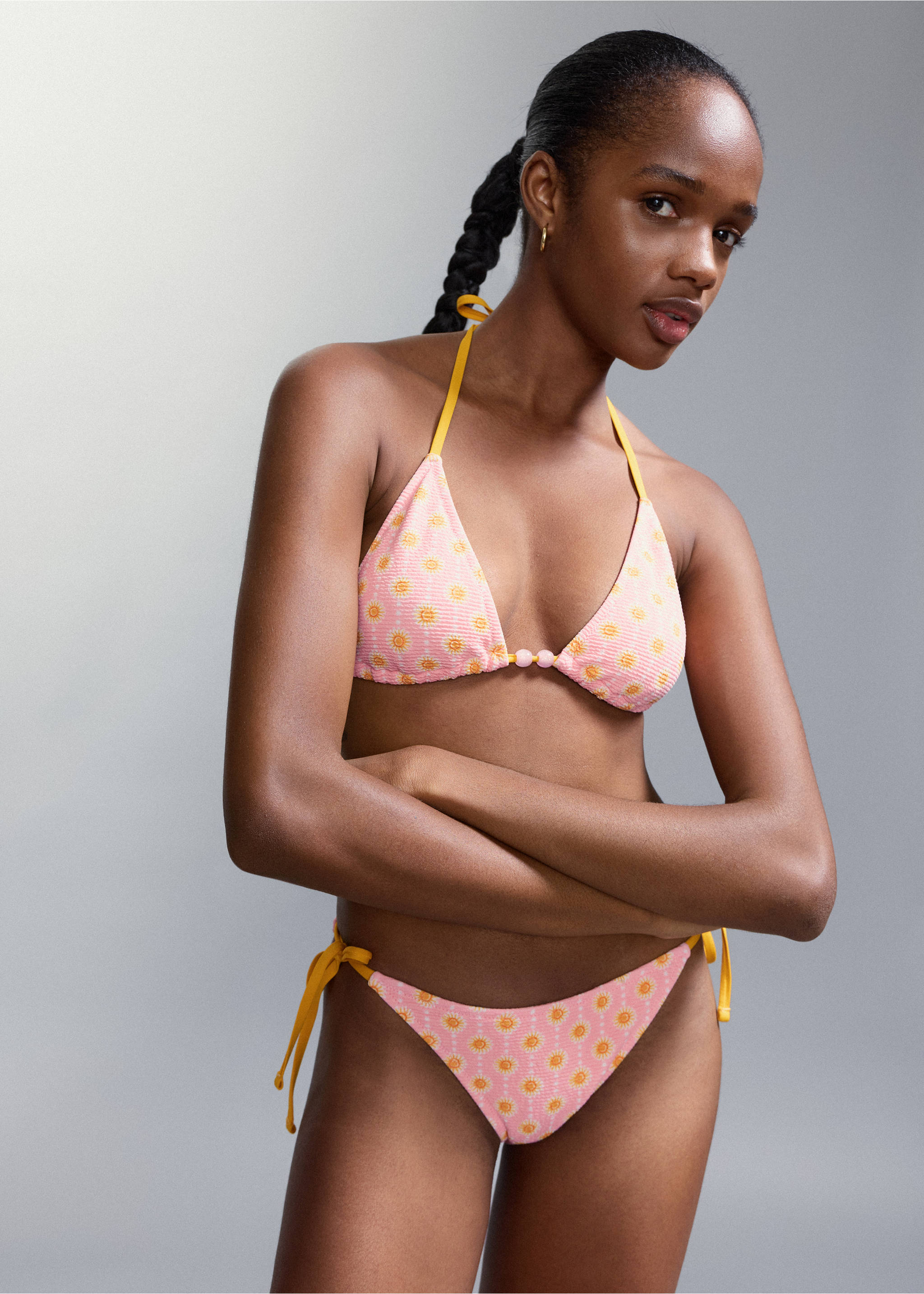 Bikini estampado braguita media - Plano medio, Rosa. Ref: 27045947-00.