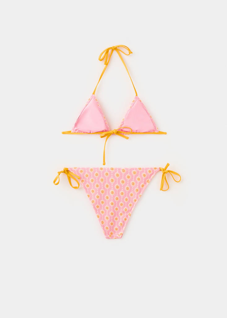 Printed bikini with medium-coverage bottoms — Pink