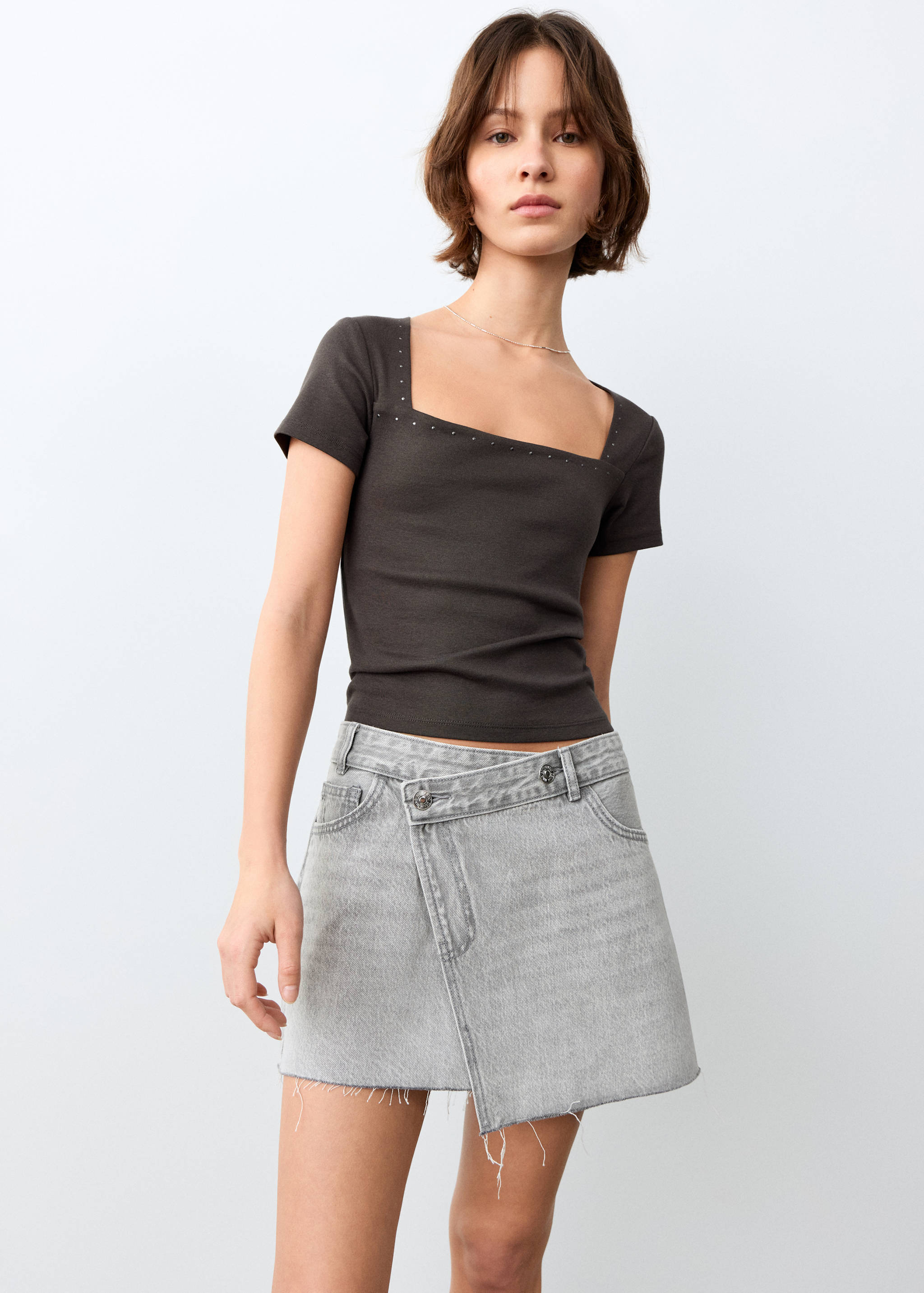 Denim skort - Medium plane