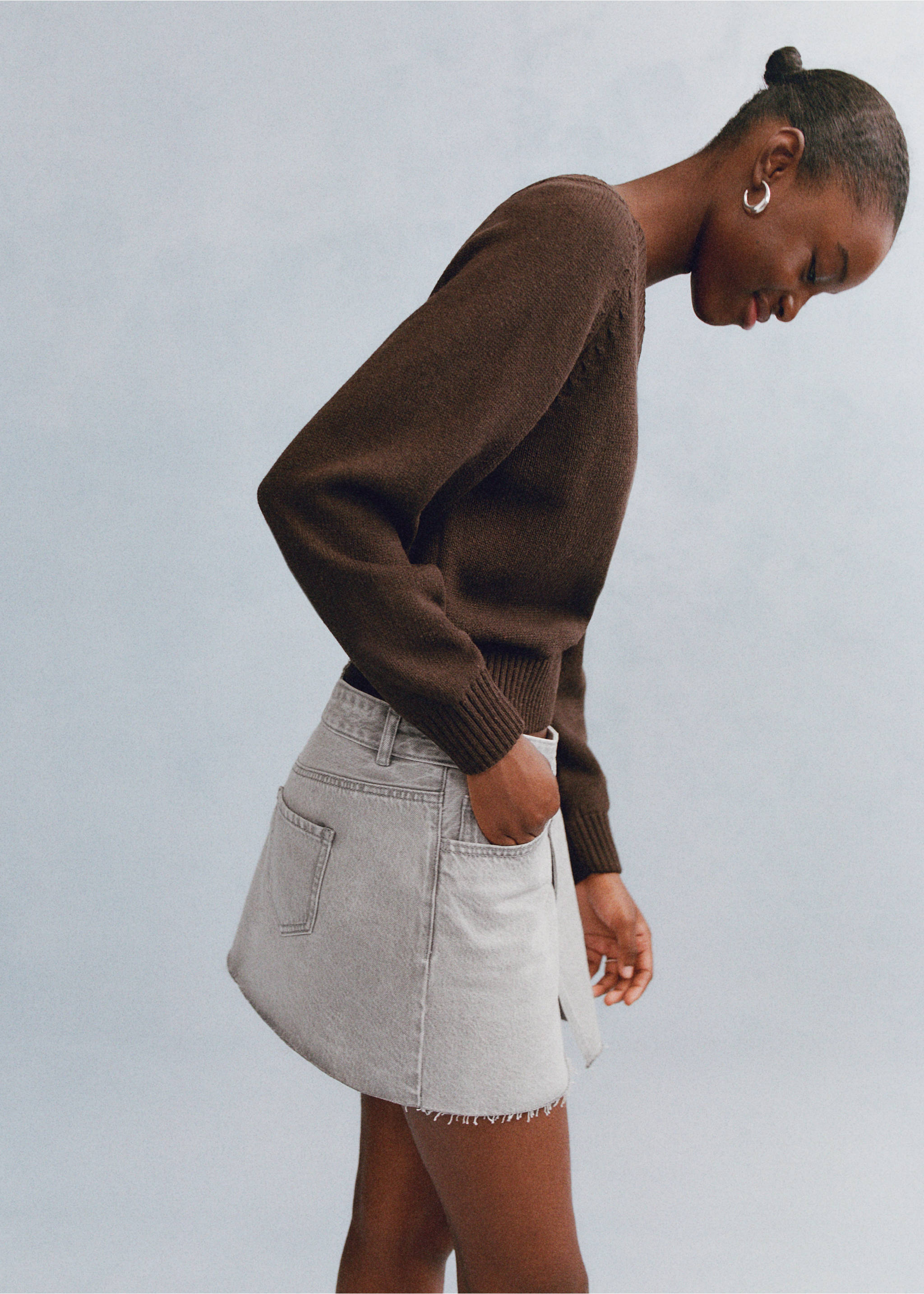 Denim skort - Details of the article 6, Denim Grey. Ref: 27045955-00.