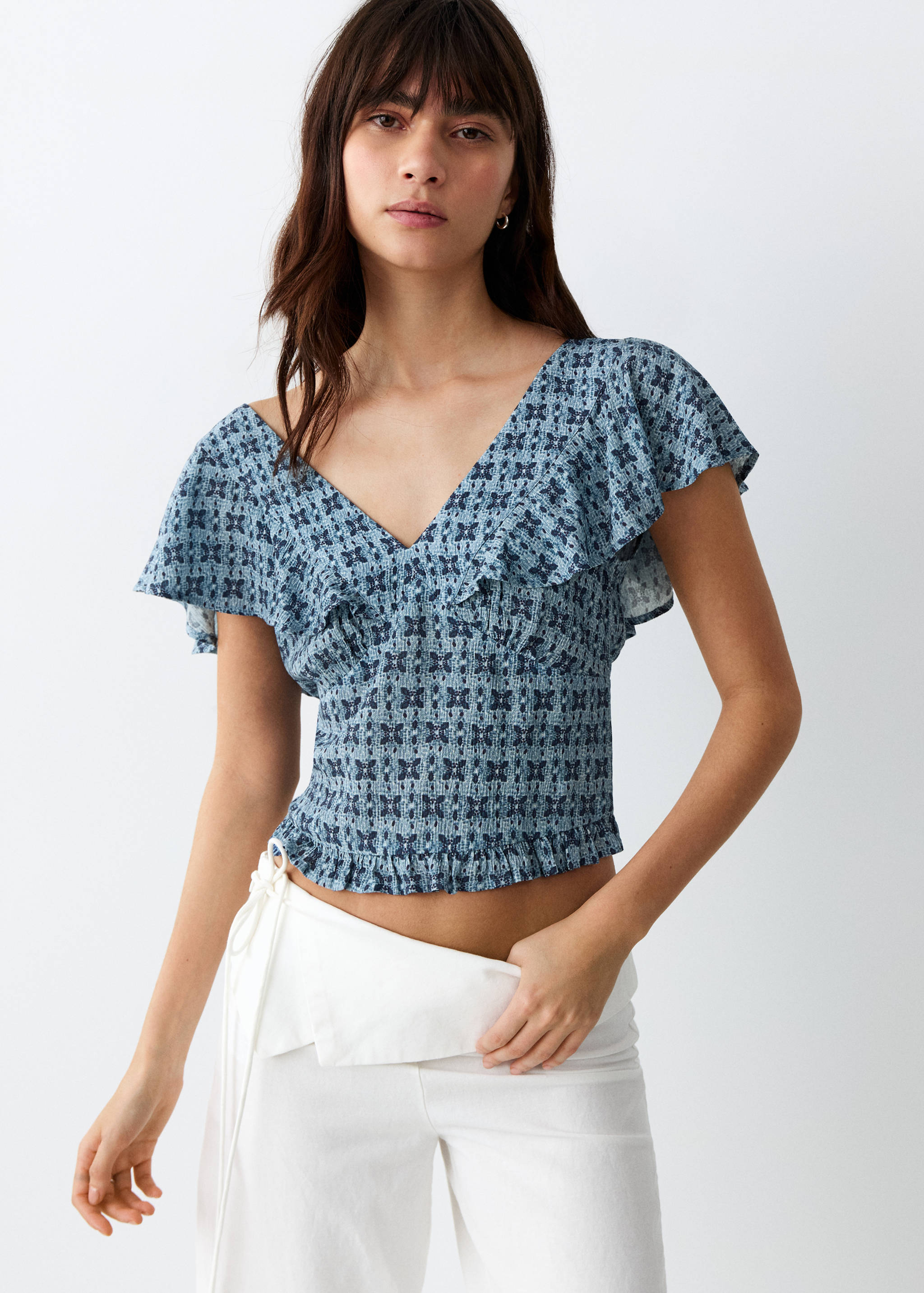Printed ruffle top - Medium plane