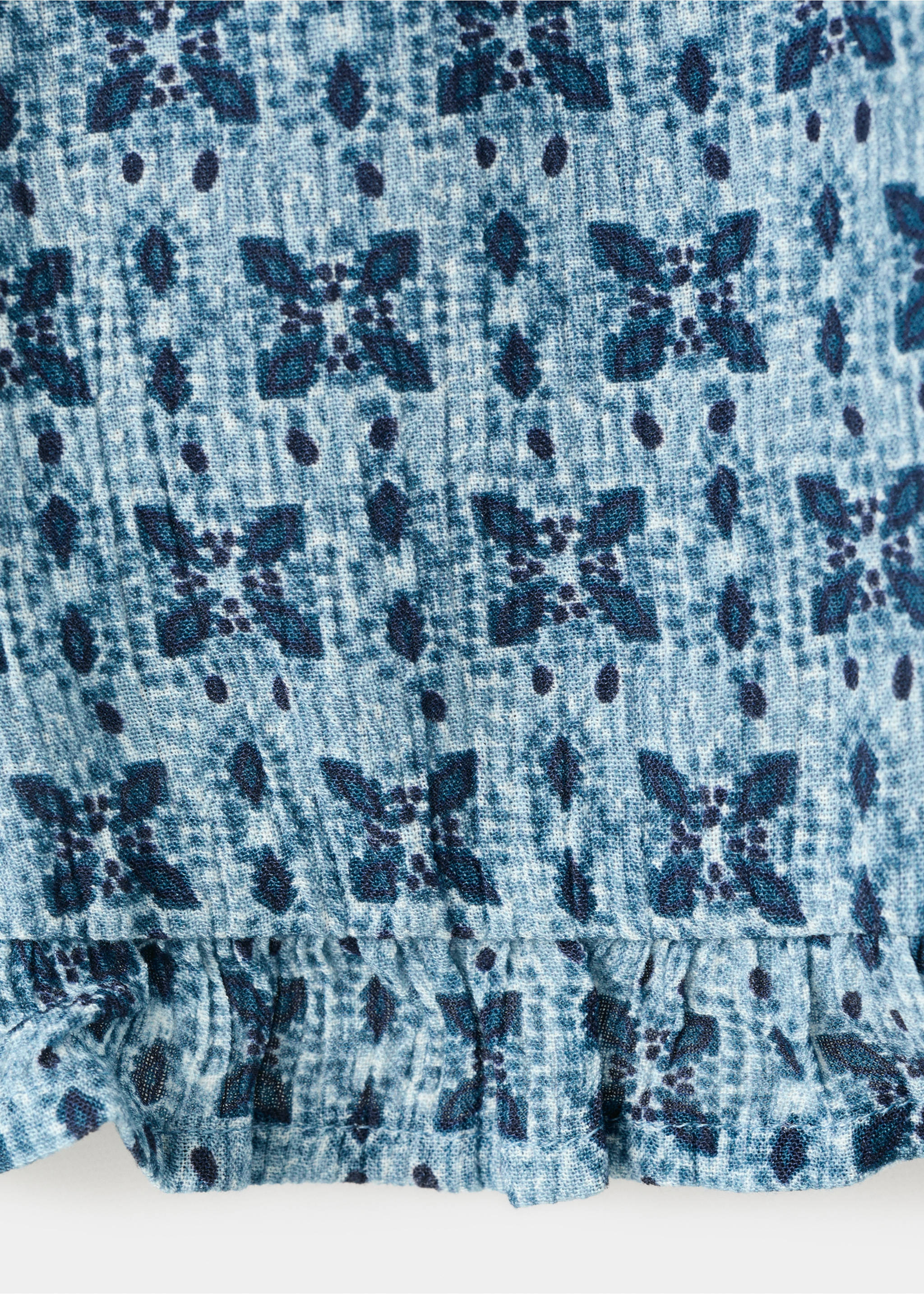 Printed ruffle top - Details of the article 0, Blue. Ref: 27045957-00.