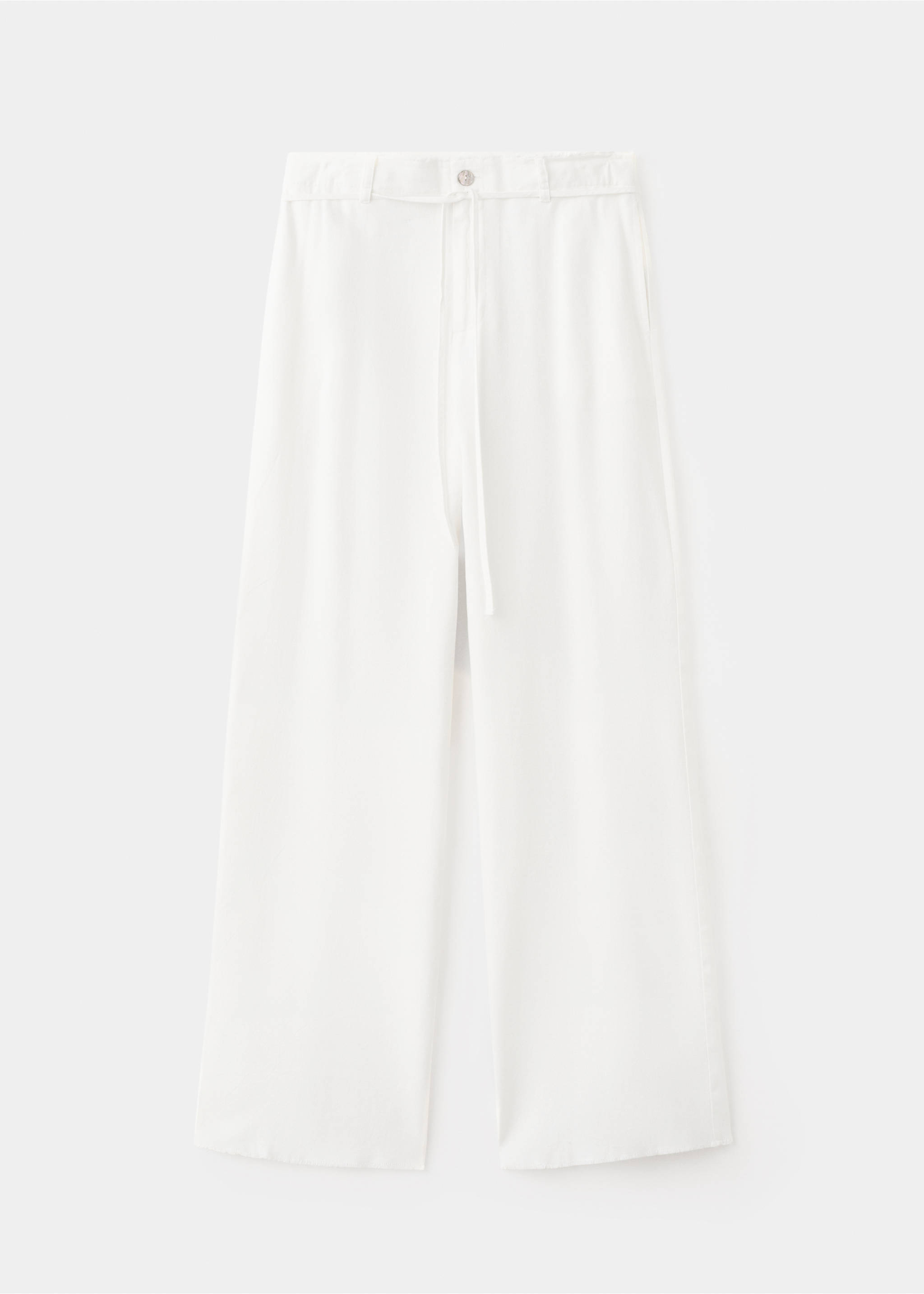 Льняные брюки с необработанным краем на поясе - Изделие без модели, Грязно-белый. Ref: 27045958-00.