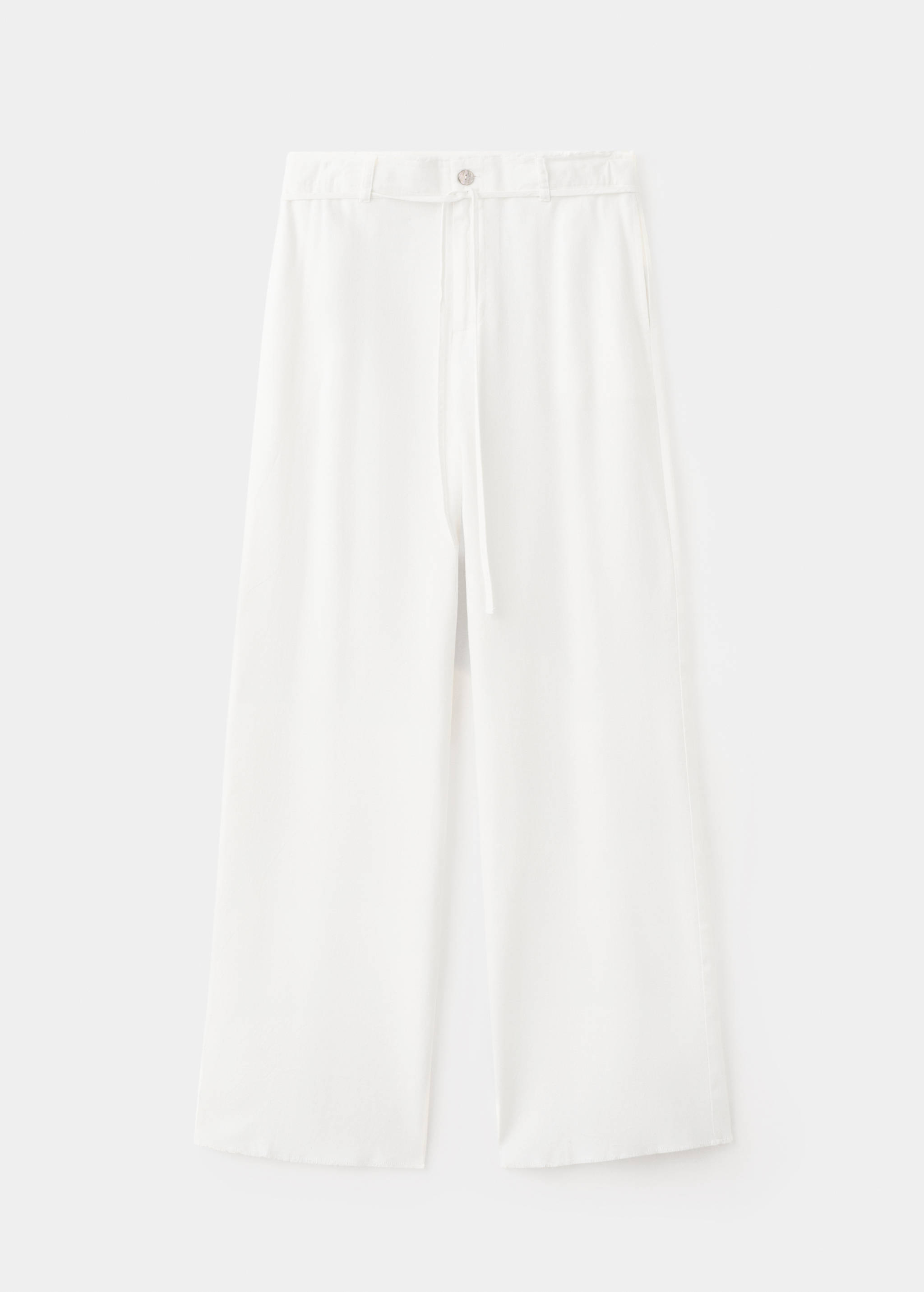 Льняные брюки с необработанным краем на поясе - Изделие без модели