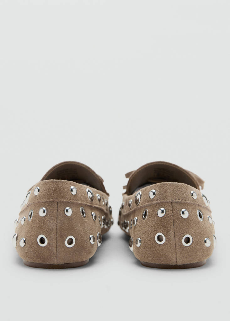 Suede moccasin with eyelets — Sand